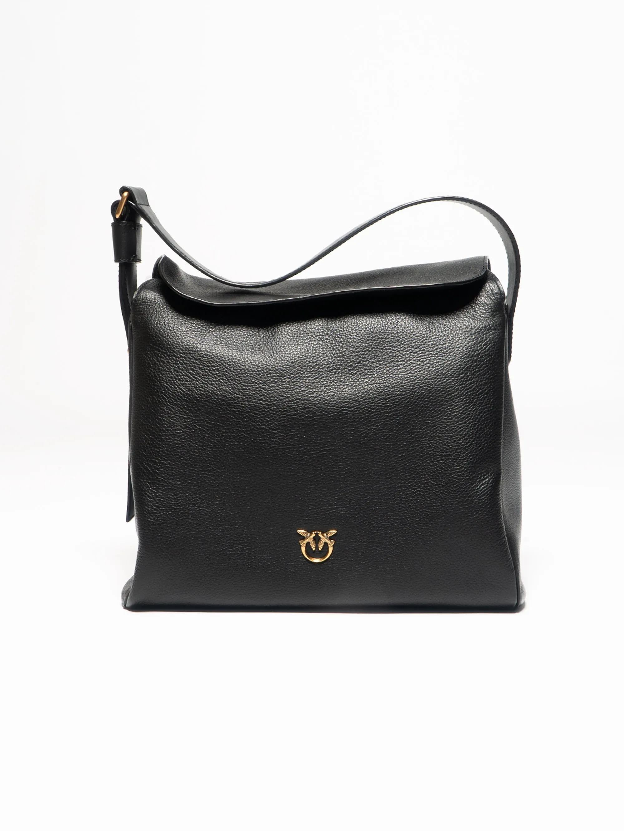 Handbag in Black Tumbled Leather