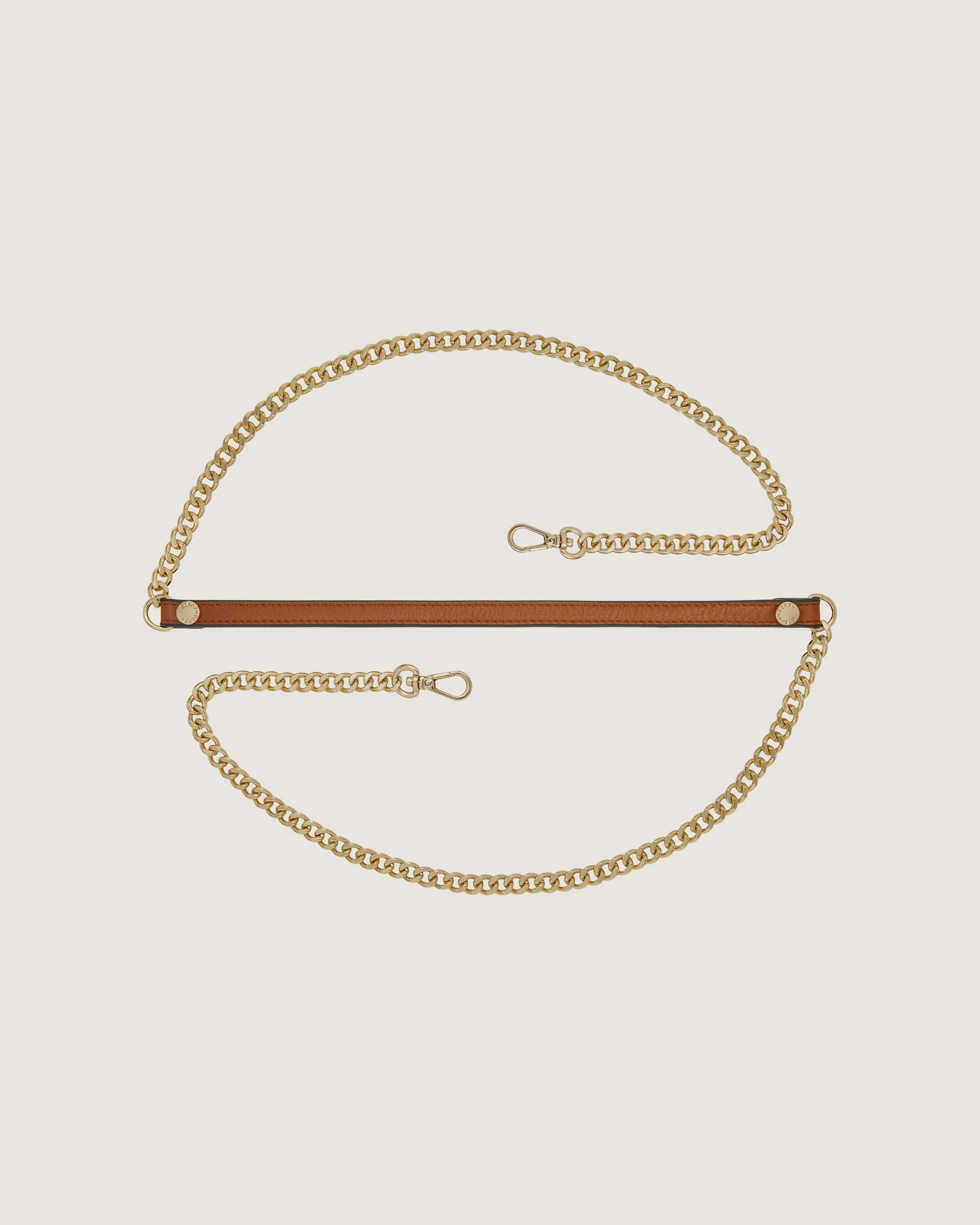 Leather and Chain Strap - Chestnut