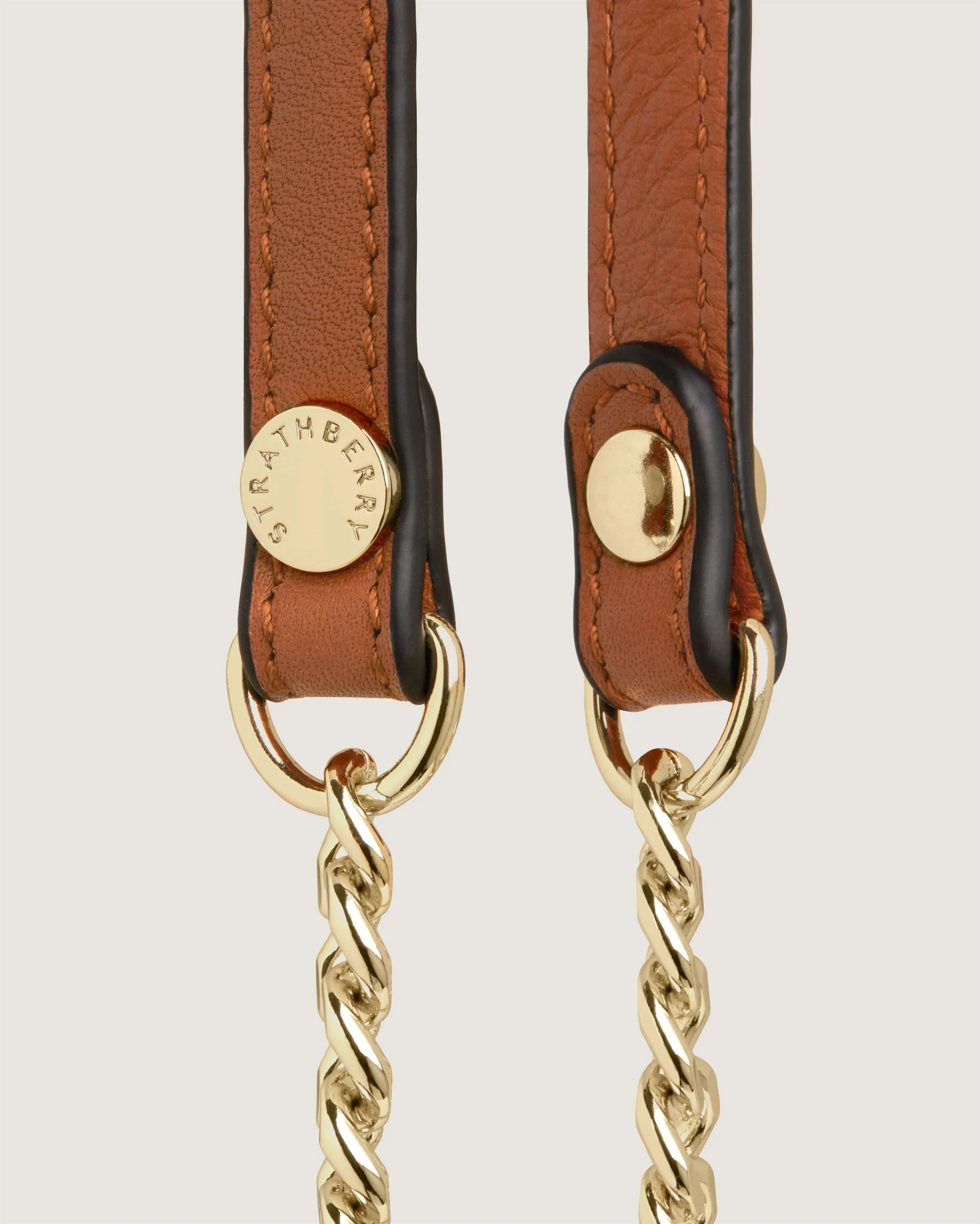 Leather and Chain Strap - Chestnut