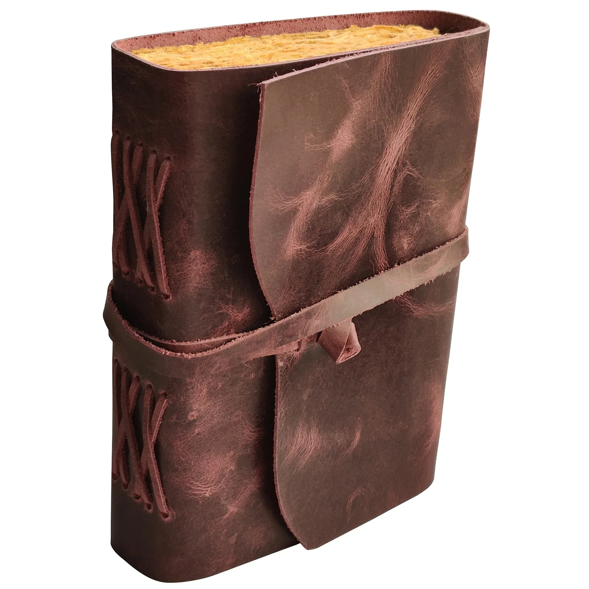 Leather Bound Journal - A5 Handmade Antique Deckle Edge Paper, Mauve