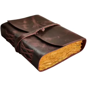 Leather Bound Journal - A5 Handmade Antique Deckle Edge Paper, Mauve
