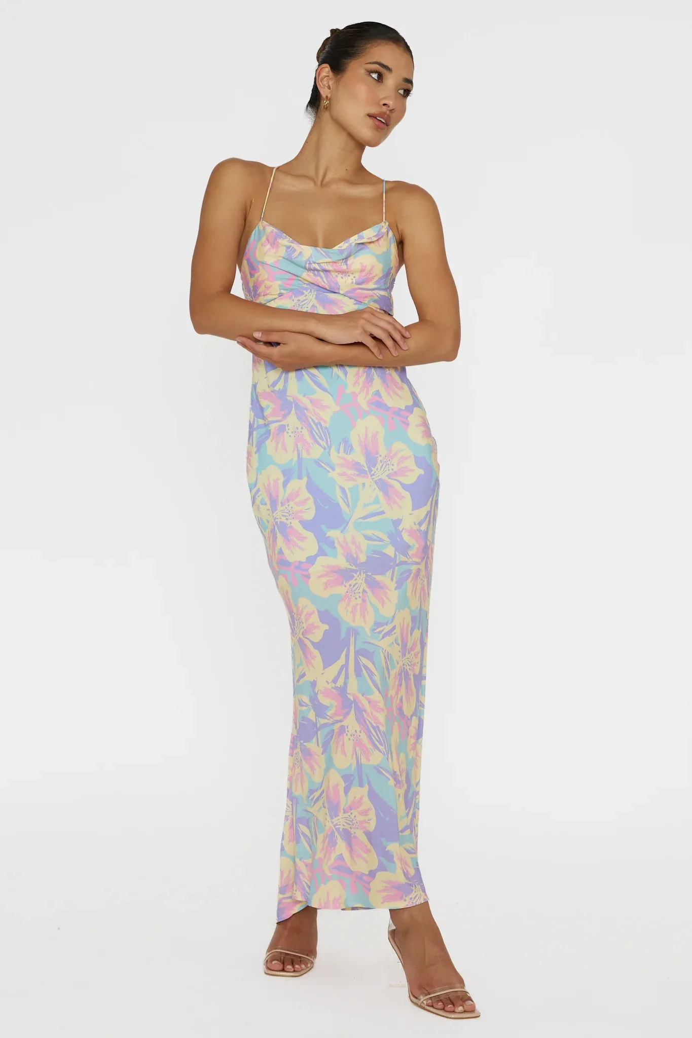 Libby Scoop Back Maxi Dress Floral Blue