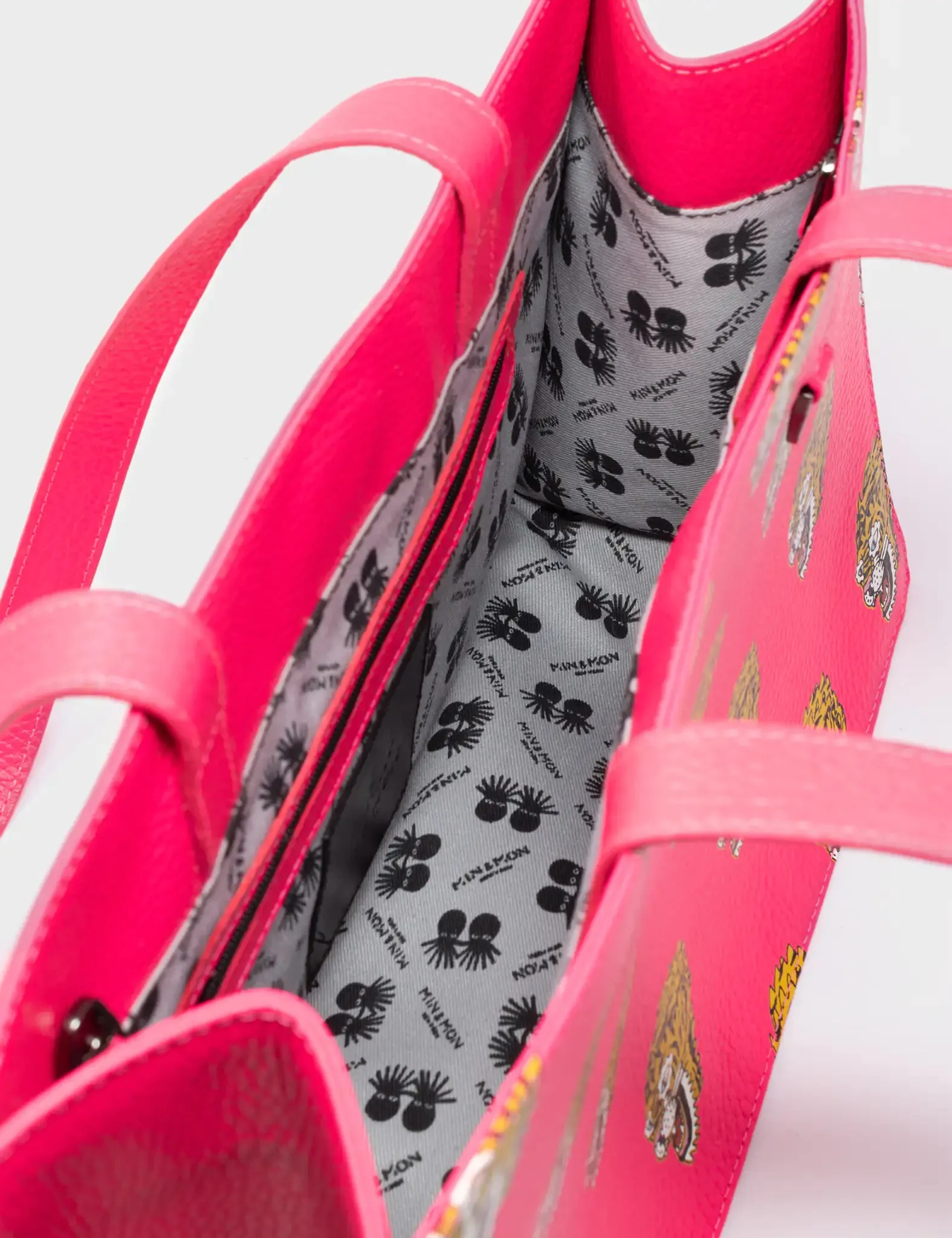Marko Small Neon Pink Leather Tote Bag - Blazing Tiger Print