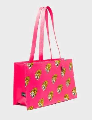 Marko Small Neon Pink Leather Tote Bag - Blazing Tiger Print