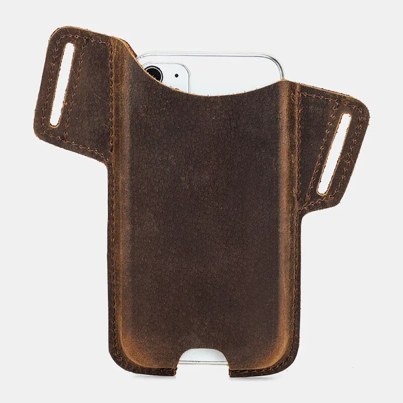 Men Genuine Leather Cow Leather EDC 6.5 Inch Phone Bag Waist Bag Sling Bag
