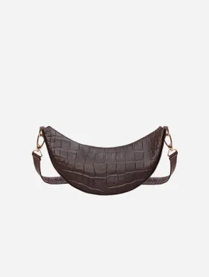Mini Hobo Corn Leather Vegan Shoulder Bag | Croco Chocolate