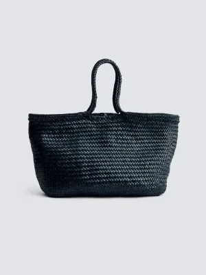 Montopoli Black Woven Leather Handbag