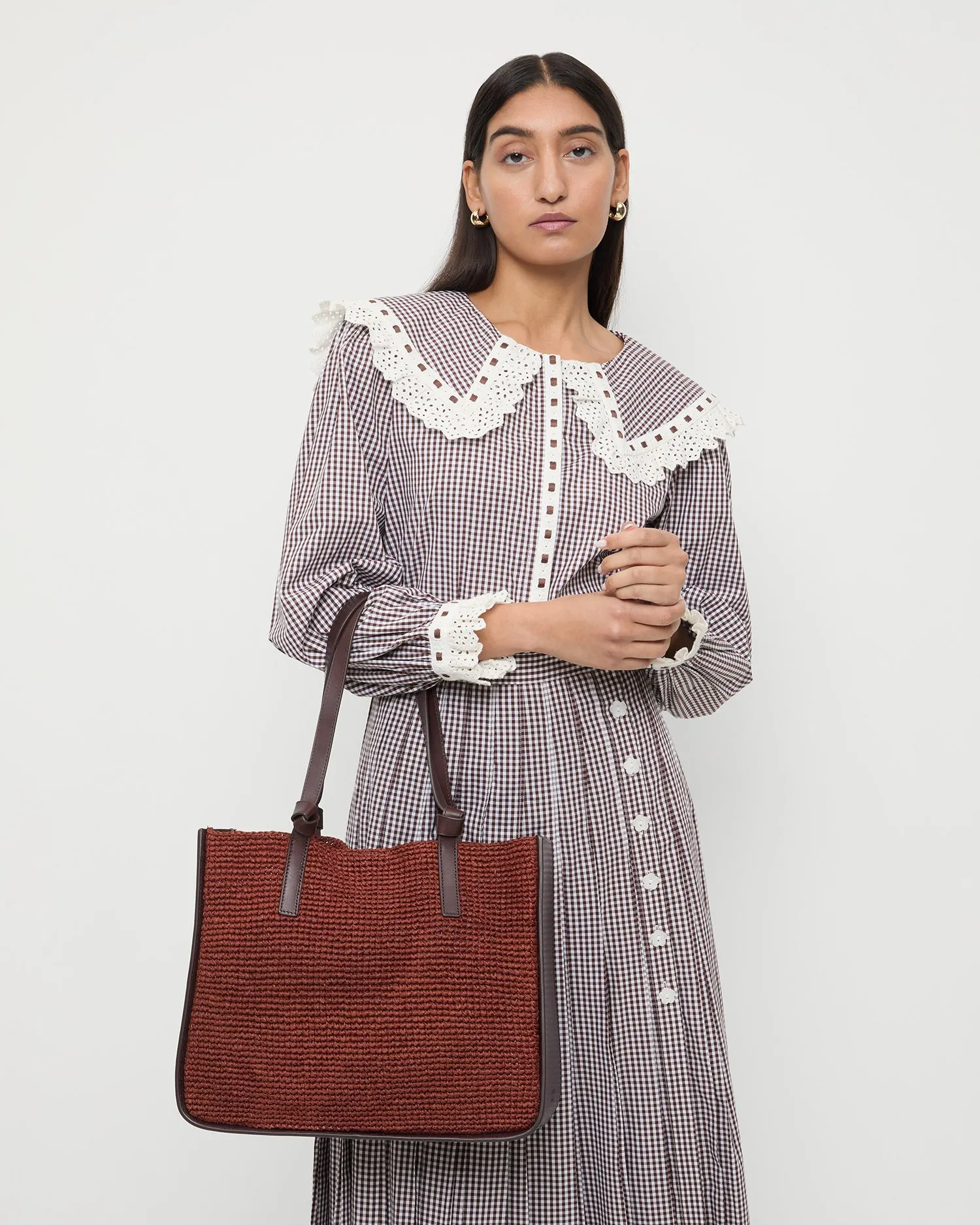 Myra Chestnut/Espresso Crochet Tote