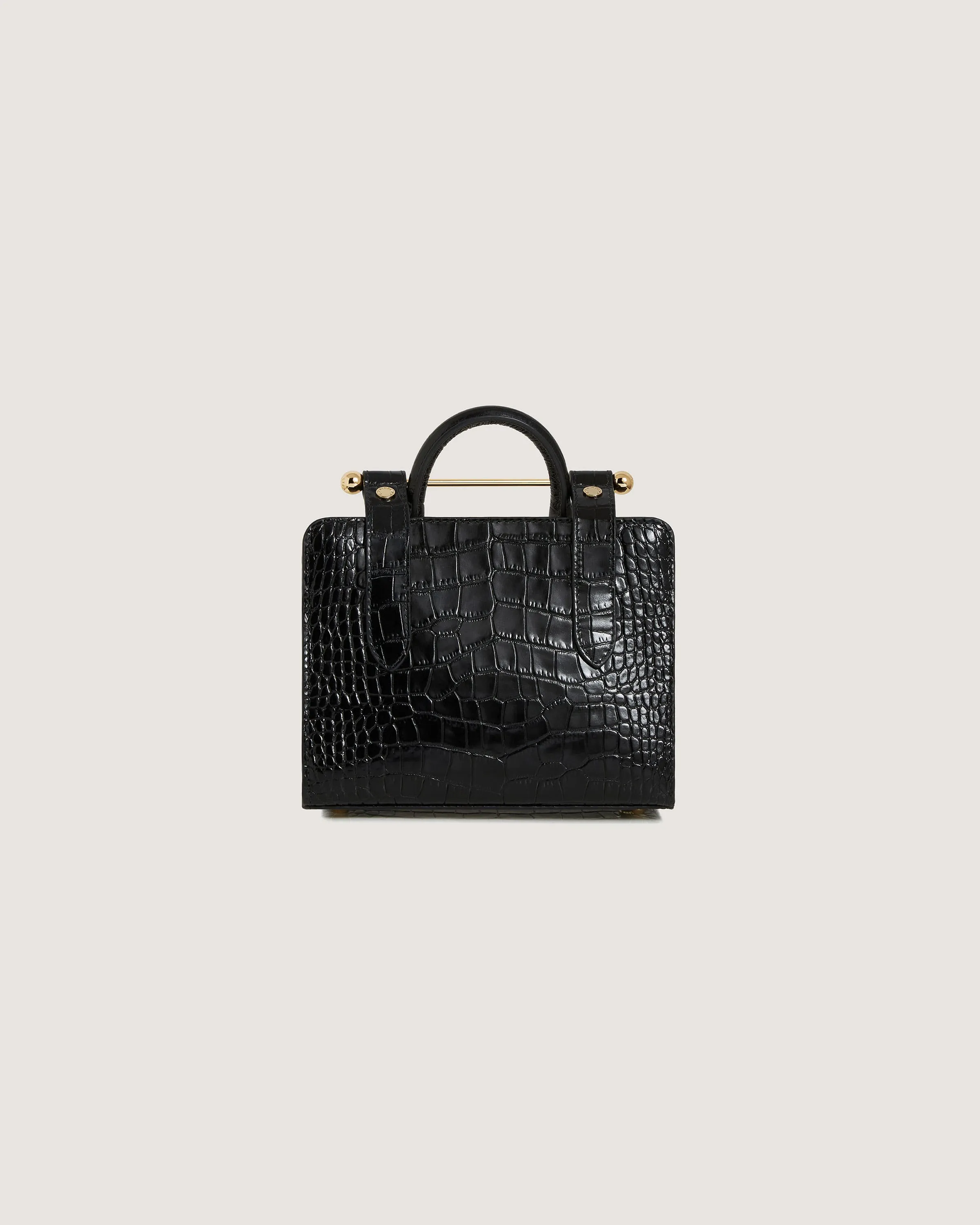 Nano Tote - Croc-Embossed Leather Black