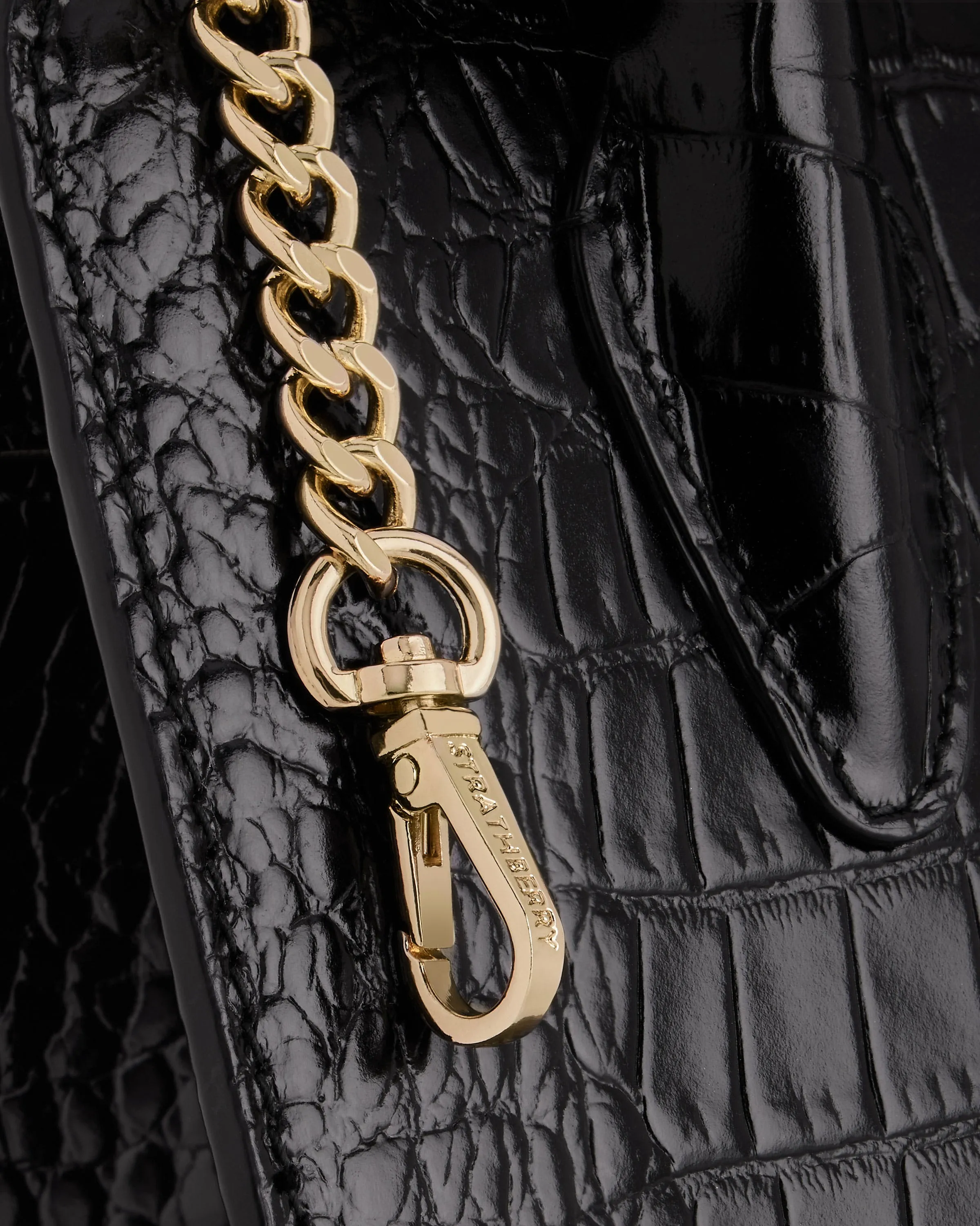 Nano Tote - Croc-Embossed Leather Black