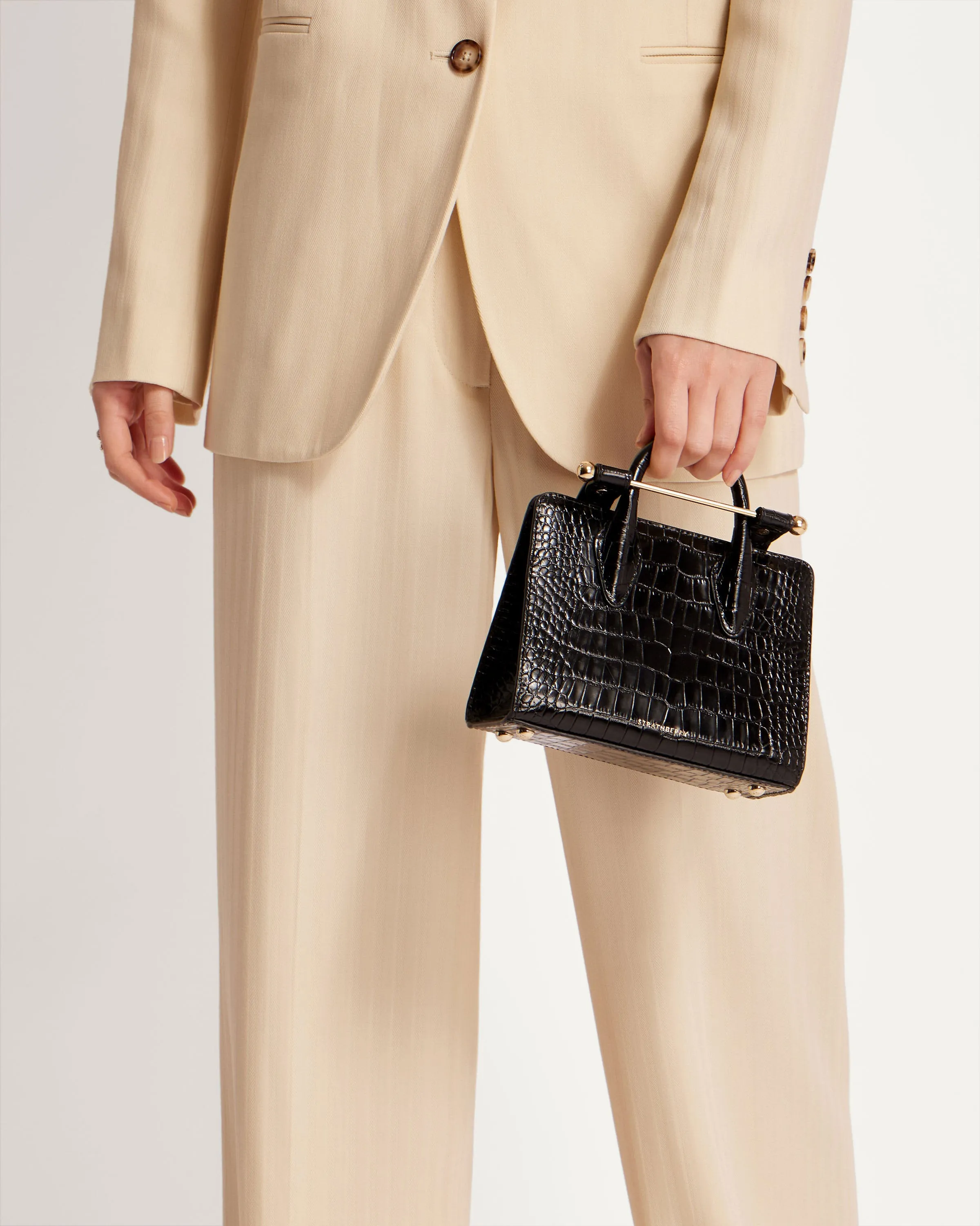 Nano Tote - Croc-Embossed Leather Black