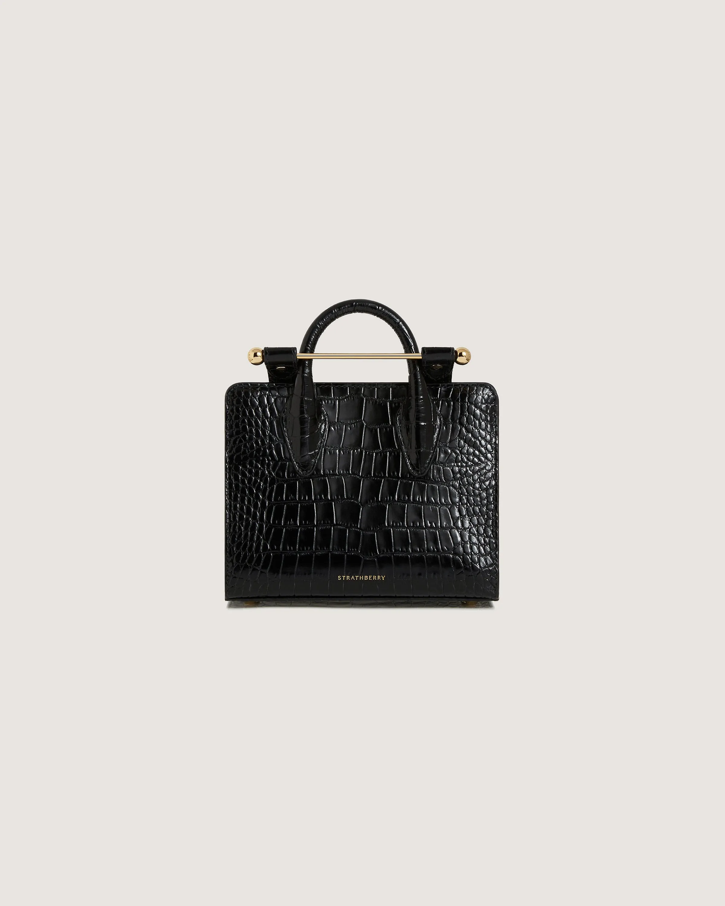 Nano Tote - Croc-Embossed Leather Black