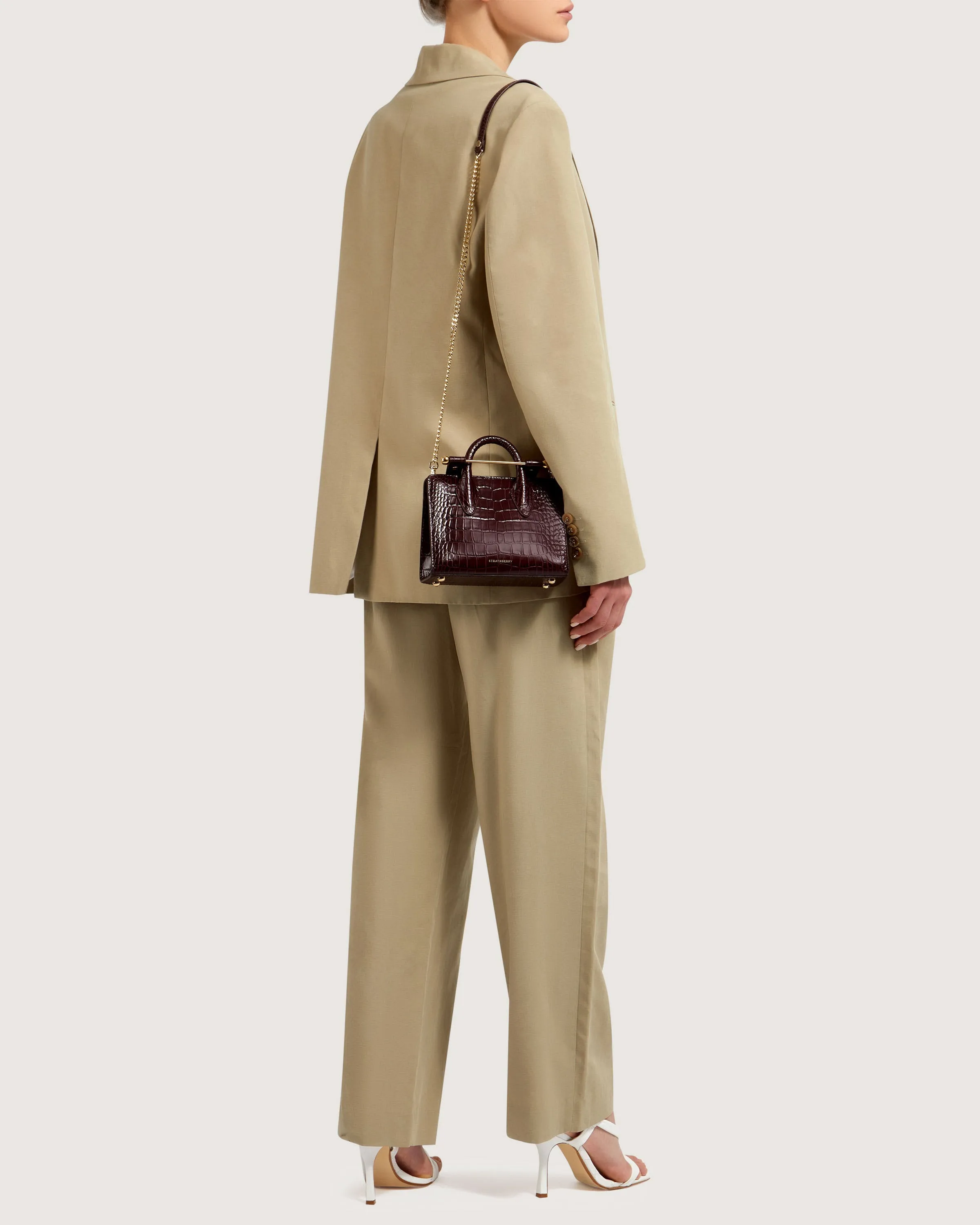 Nano Tote - Croc-Embossed Leather Burgundy