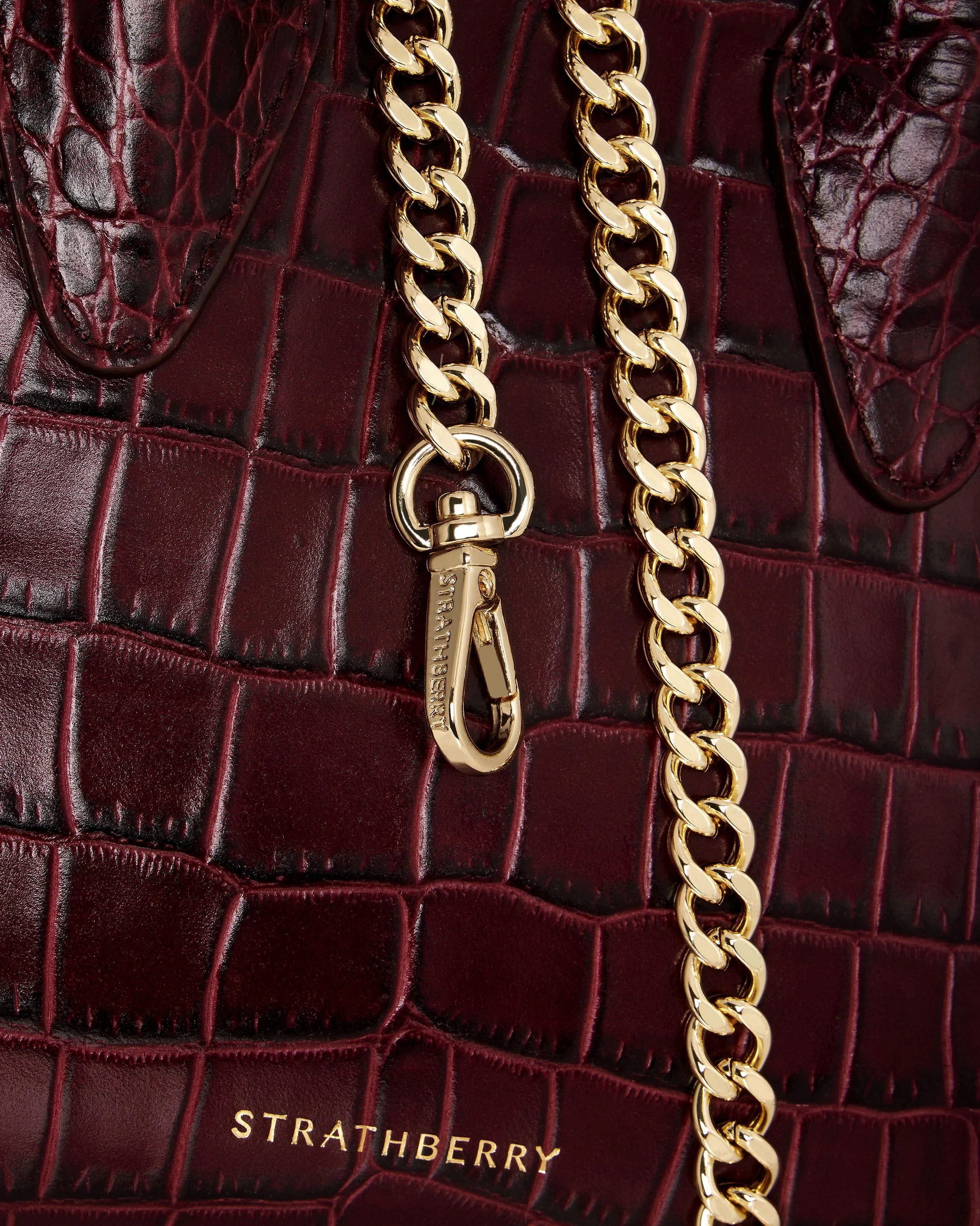 Nano Tote - Croc-Embossed Leather Burgundy