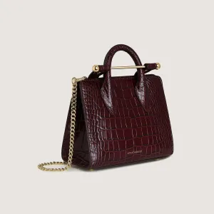 Nano Tote - Croc-Embossed Leather Burgundy