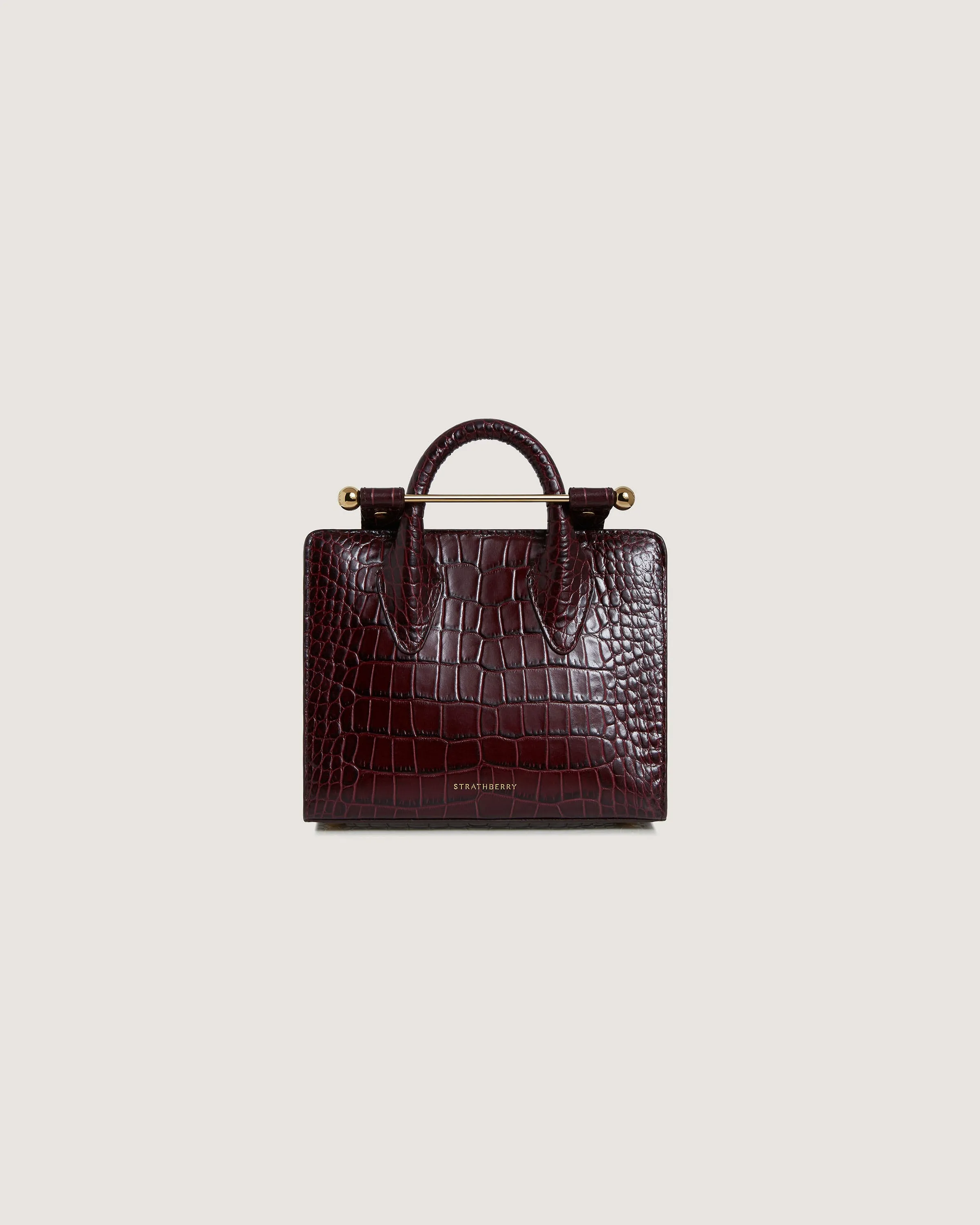 Nano Tote - Croc-Embossed Leather Burgundy