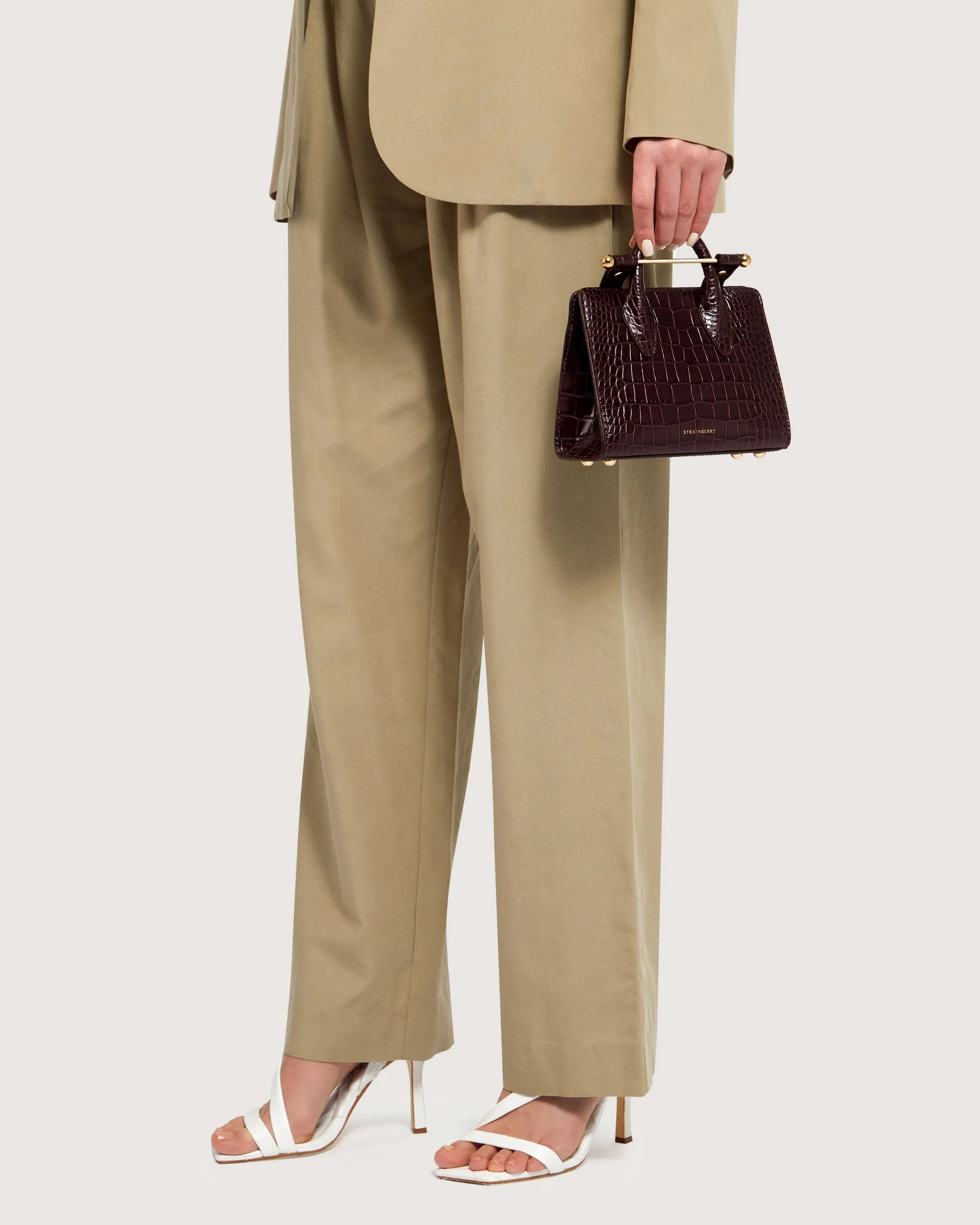 Nano Tote - Croc-Embossed Leather Burgundy