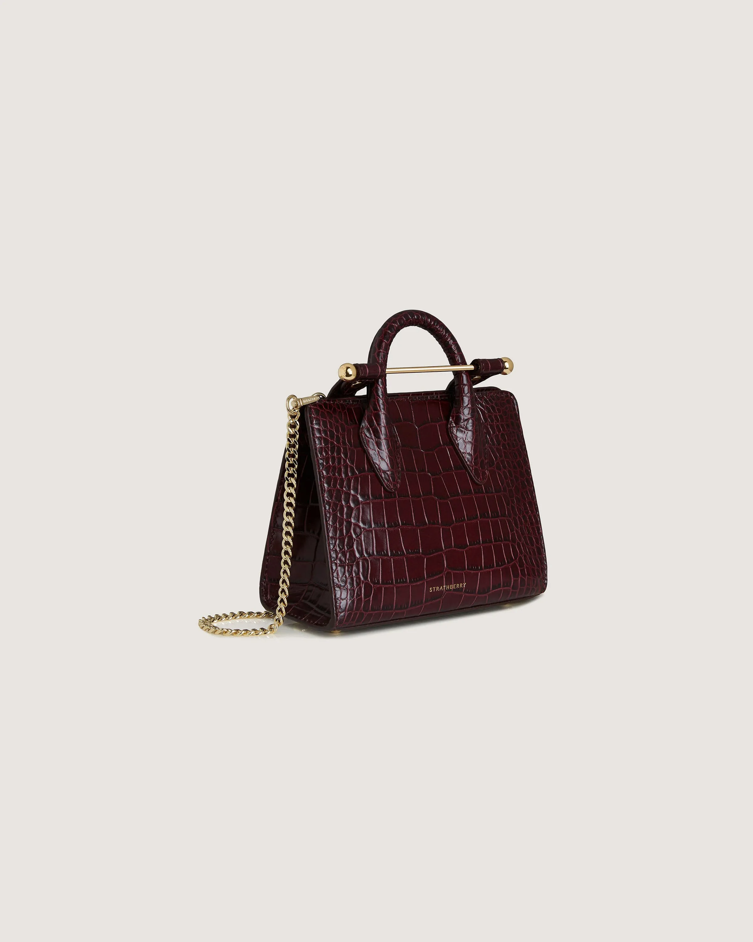 Nano Tote - Croc-Embossed Leather Burgundy