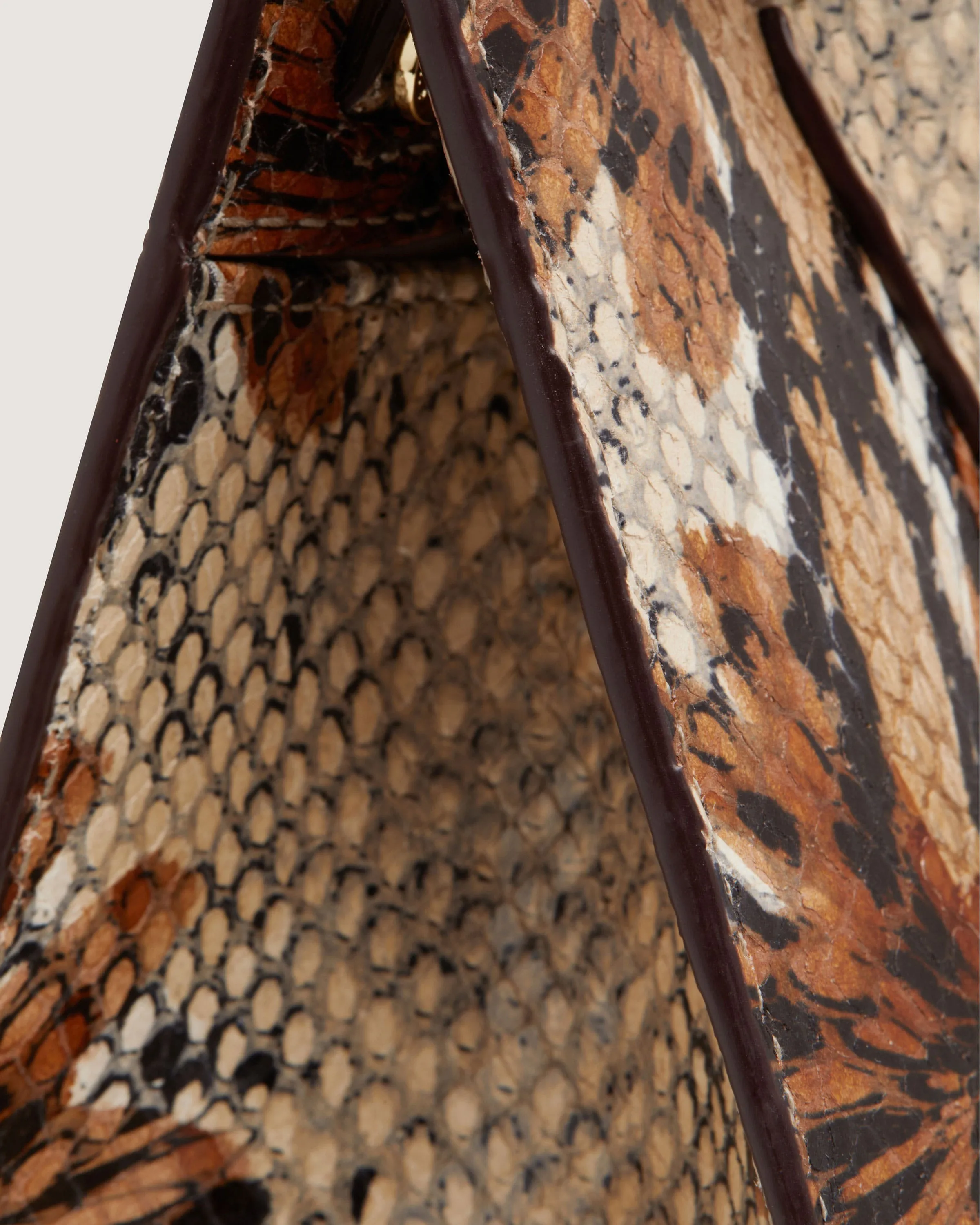 Nano Tote - Floral Snake-Embossed Leather Chocolate