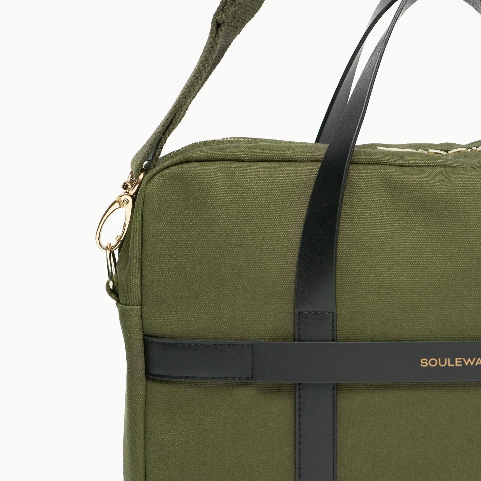 Natural Cotton Canvas Laptop Bag | Dark Olive