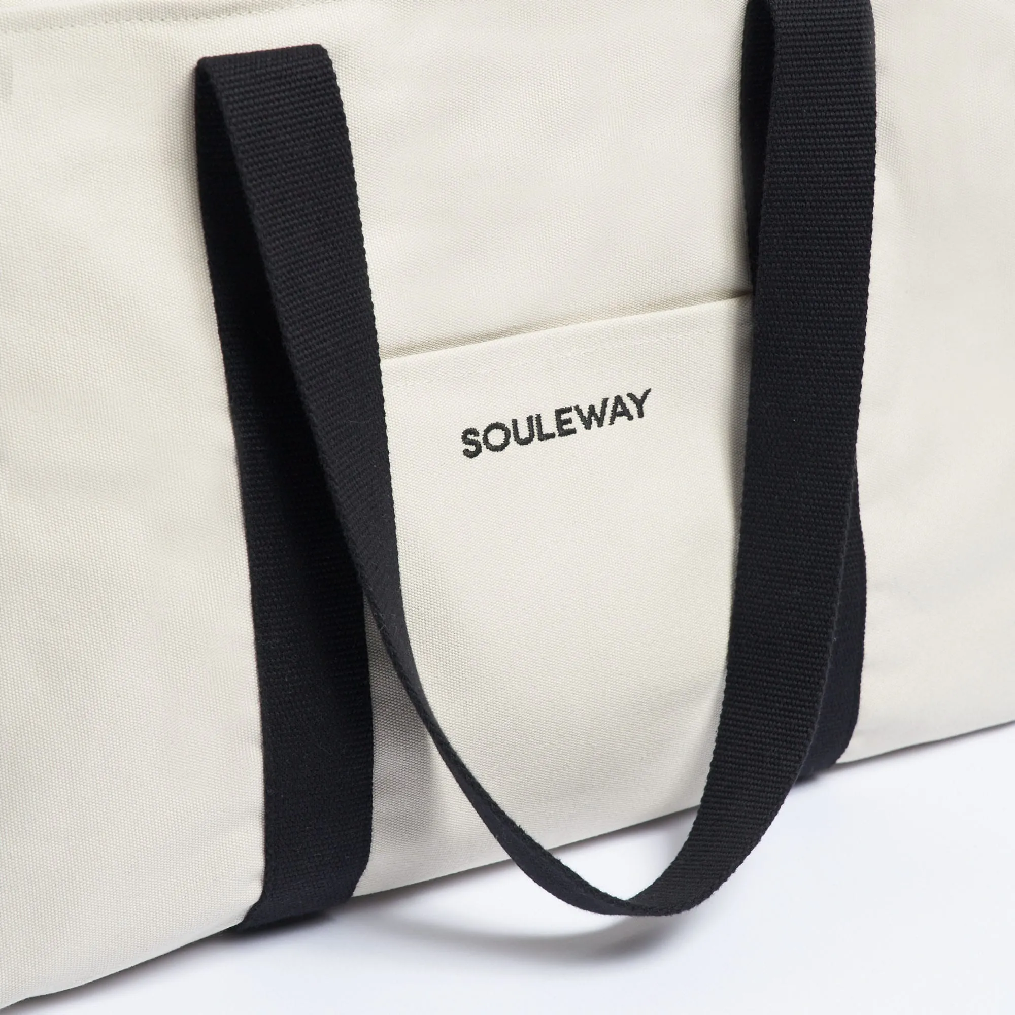 Natural Cotton Canvas Yoga Tote | Sand & Black