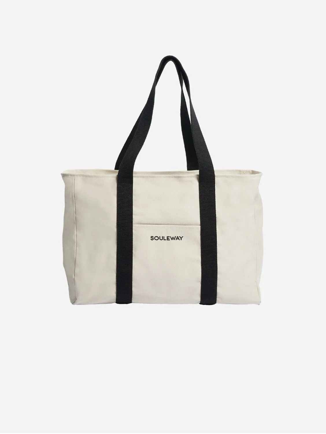Natural Cotton Canvas Yoga Tote | Sand & Black