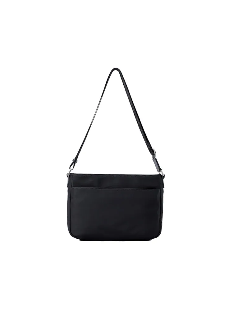 Nylon with Leather Shoulder Bag