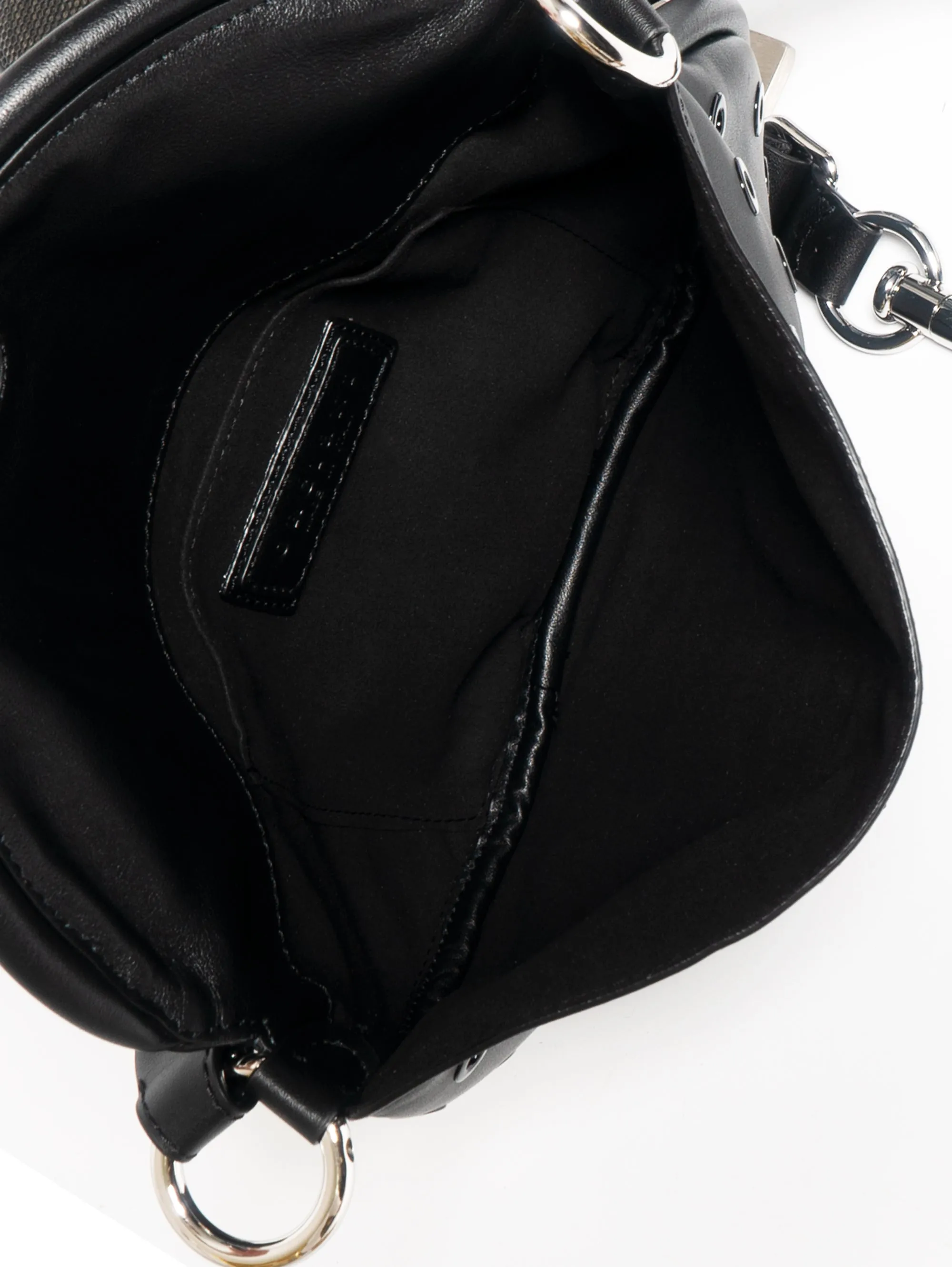 Pong Shoulder Bag in Black Perforated Soft Leather