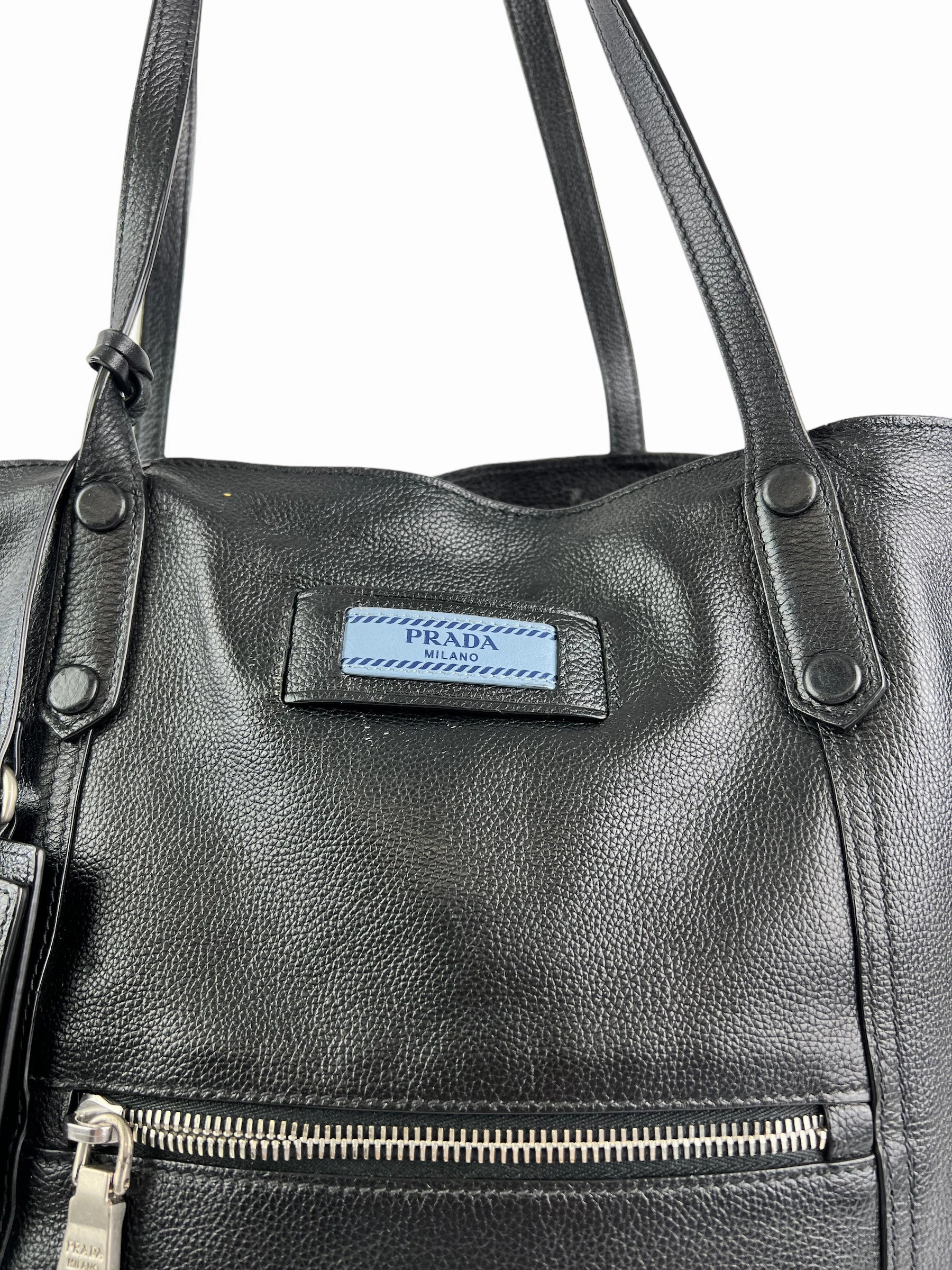Prada Black Leather Large Tote