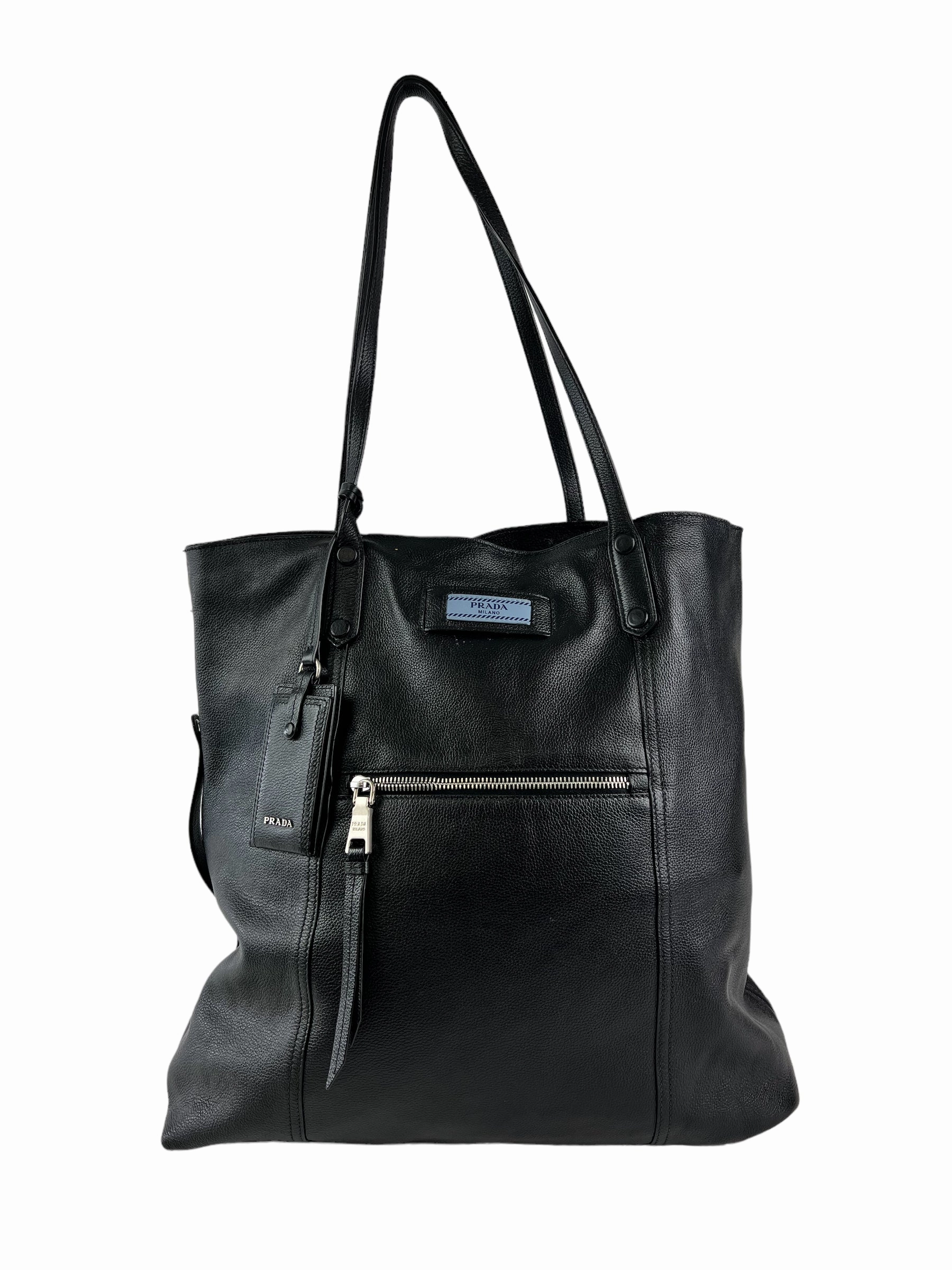 Prada Black Leather Large Tote