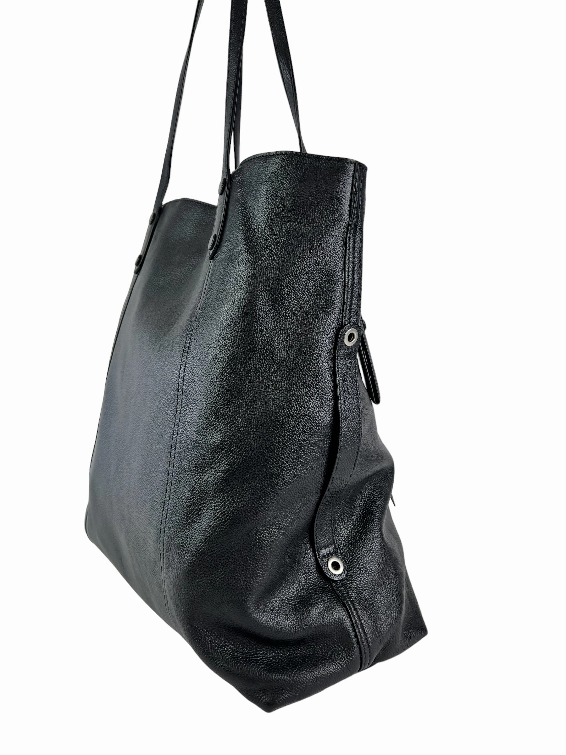 Prada Black Leather Large Tote