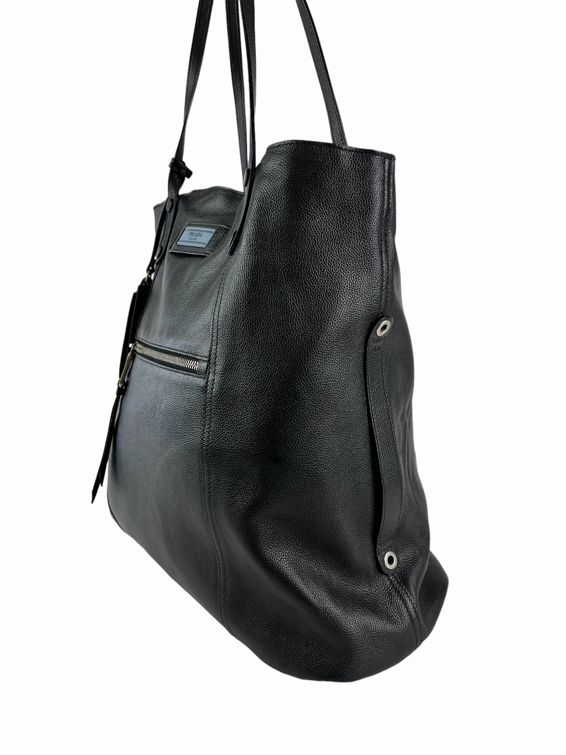 Prada Black Leather Large Tote