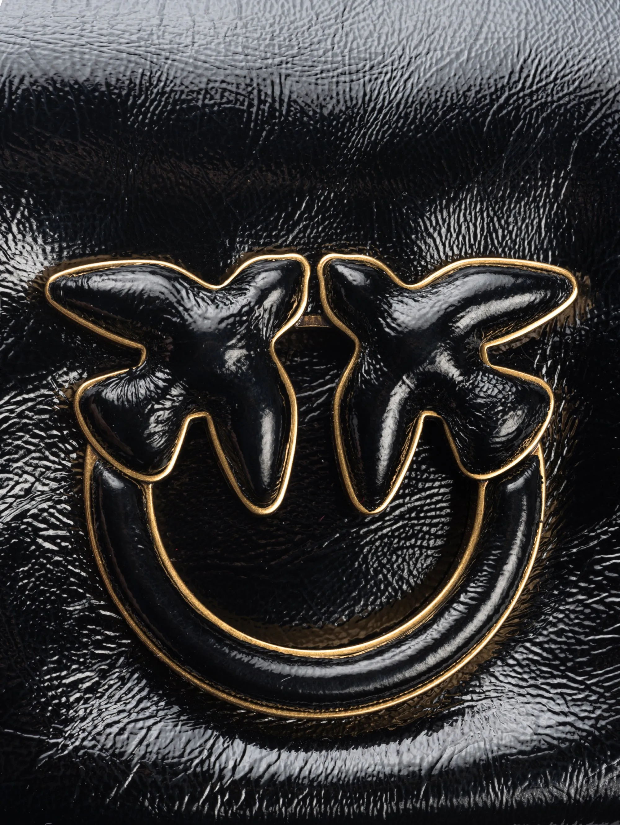 Puff Bag in Leather with Soft Naplack Effect Black