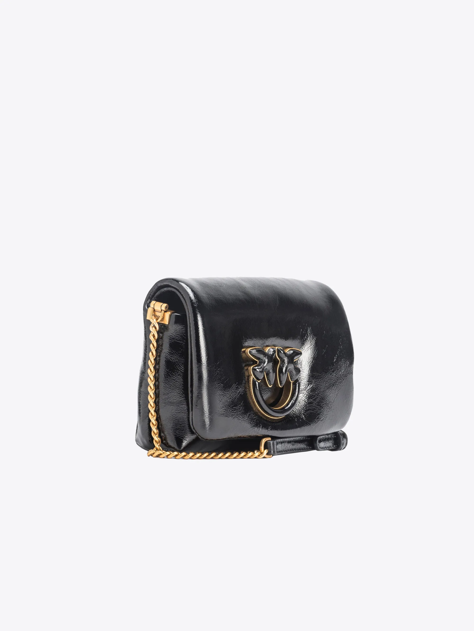 Puff Bag in Leather with Soft Naplack Effect Black