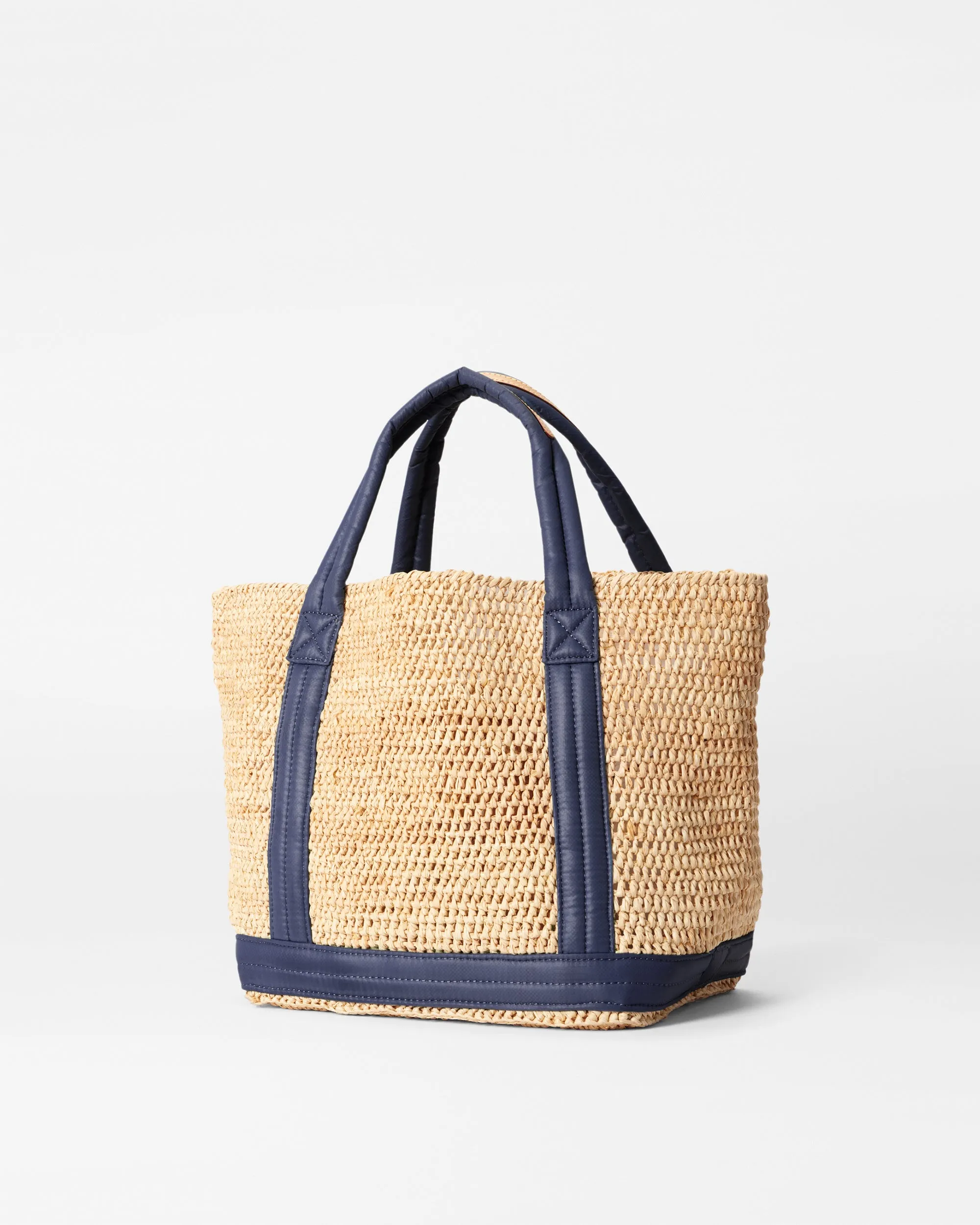 Raffia/Navy Small Raffia Tote