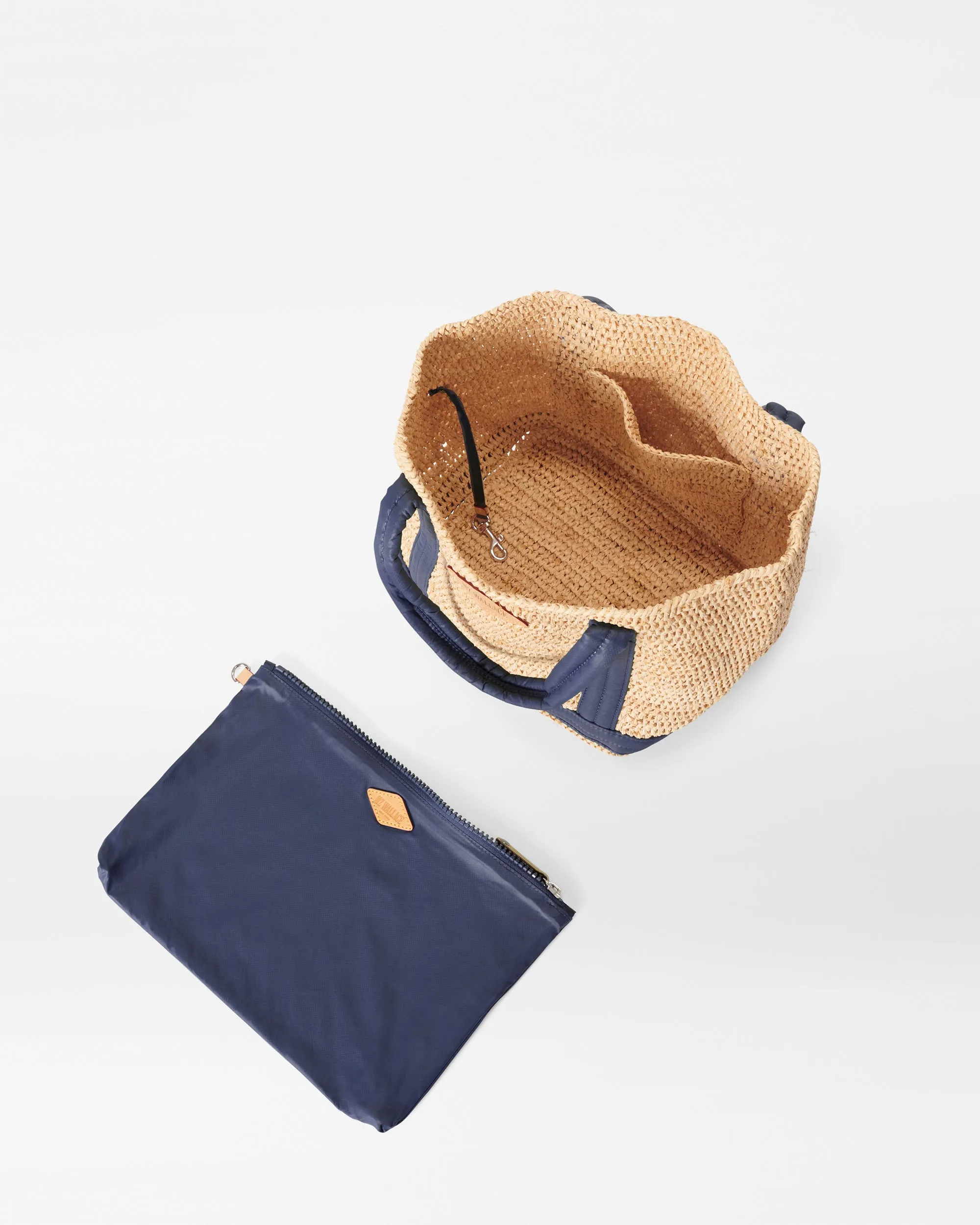 Raffia/Navy Small Raffia Tote