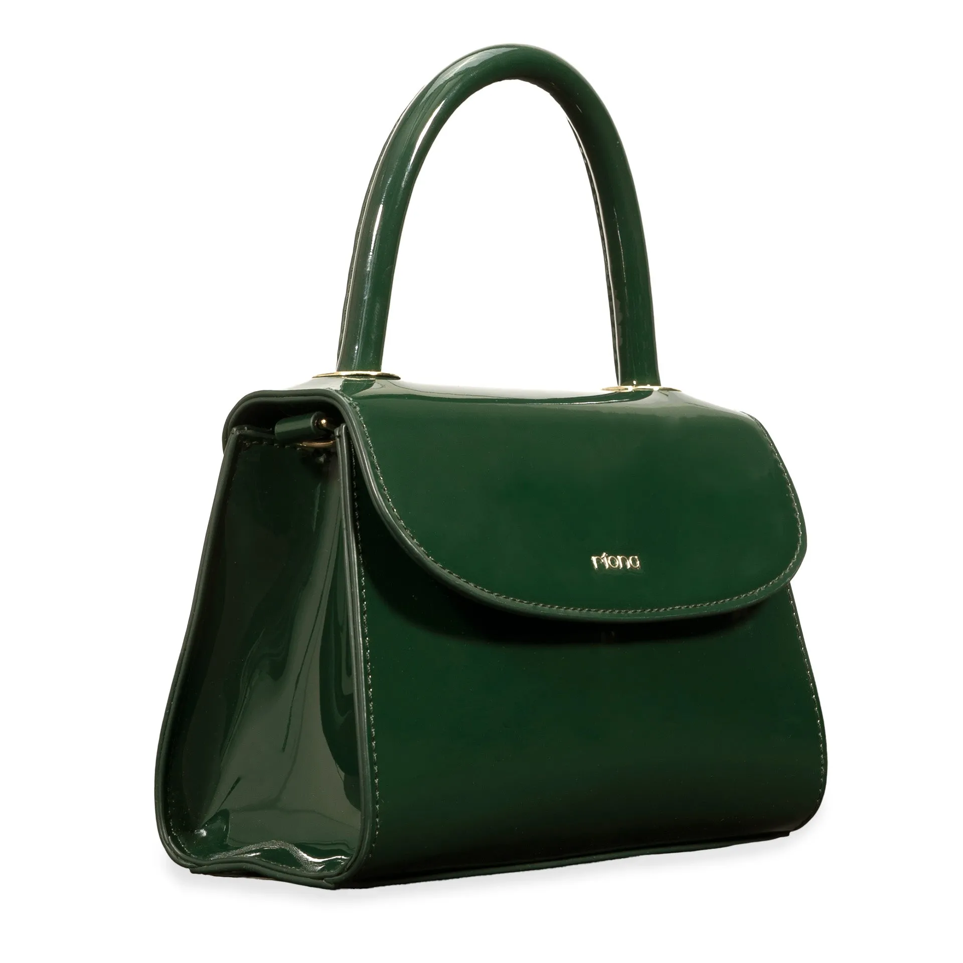 Riona Luna RFID Patent Mini Top Handle Black