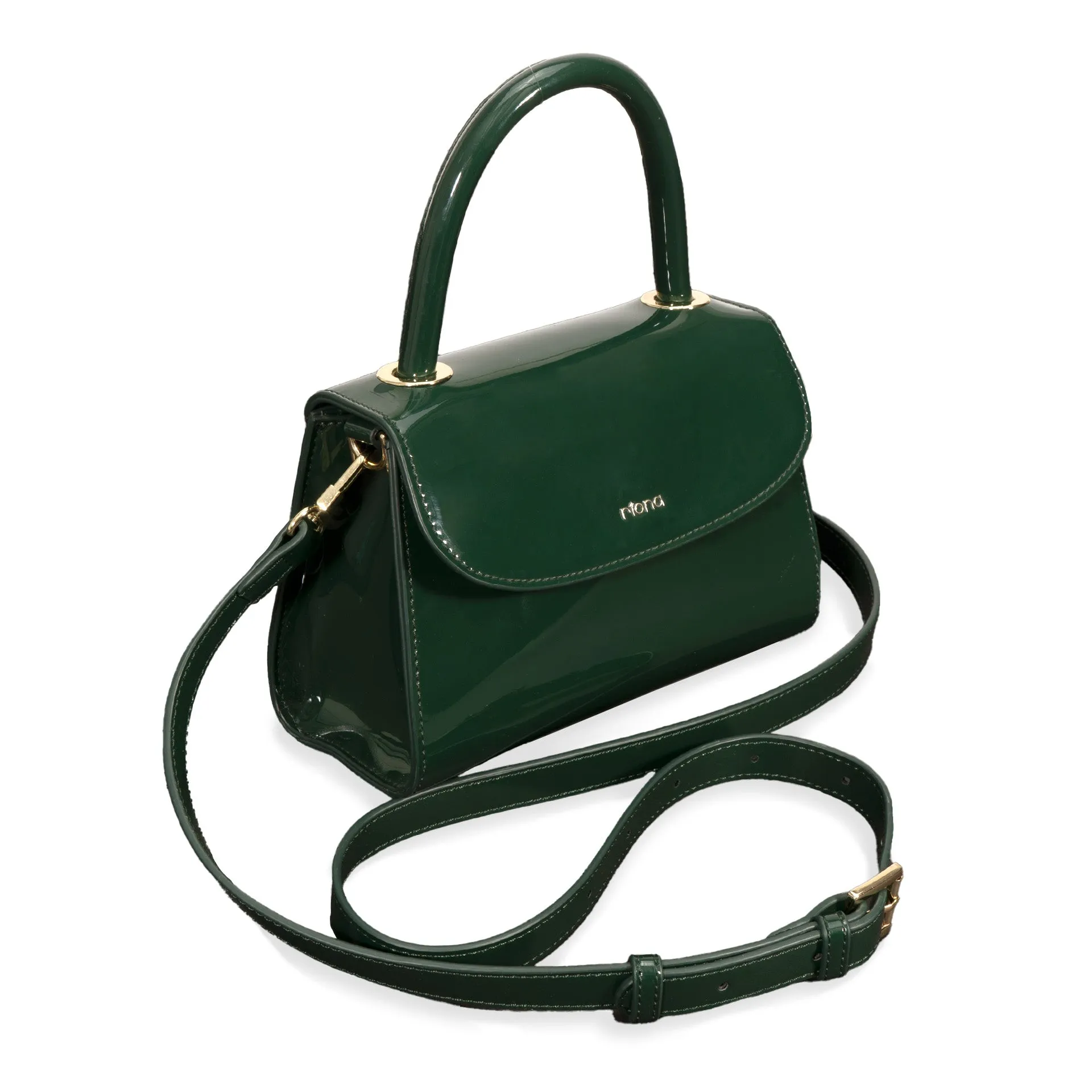 Riona Luna RFID Patent Mini Top Handle Black