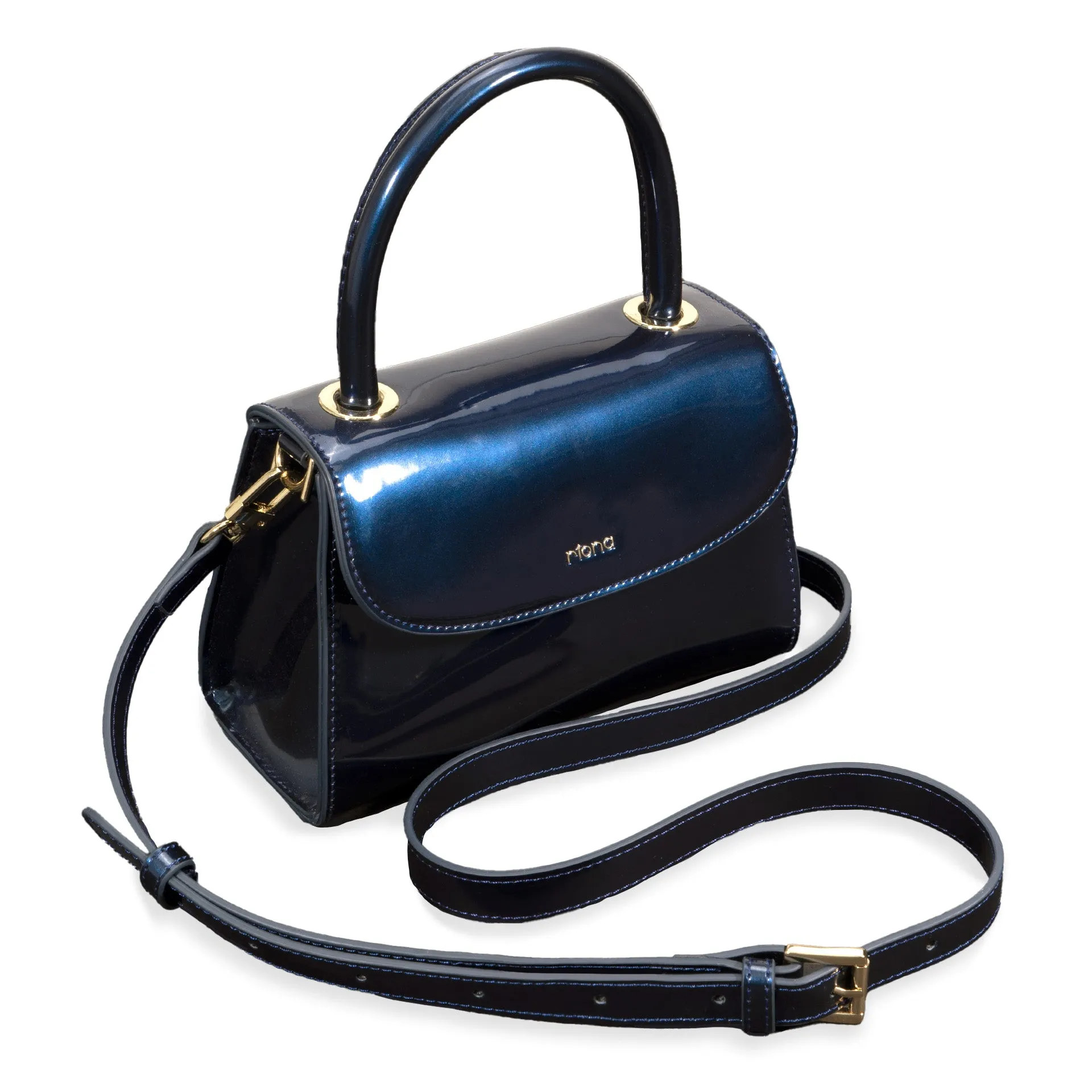 Riona Luna RFID Patent Mini Top Handle Black