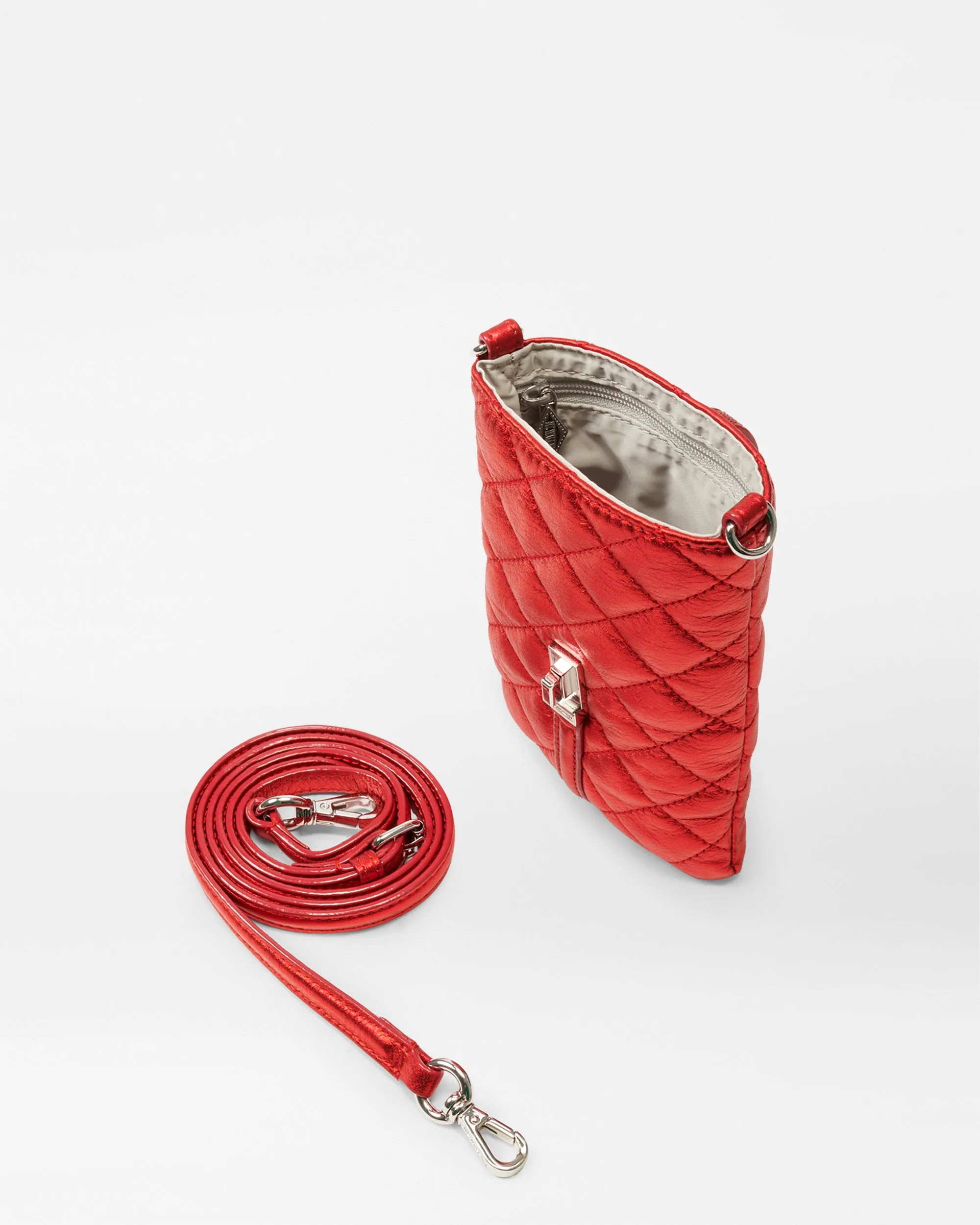 Ruby Metallic Leather Astor Phone Crossbody