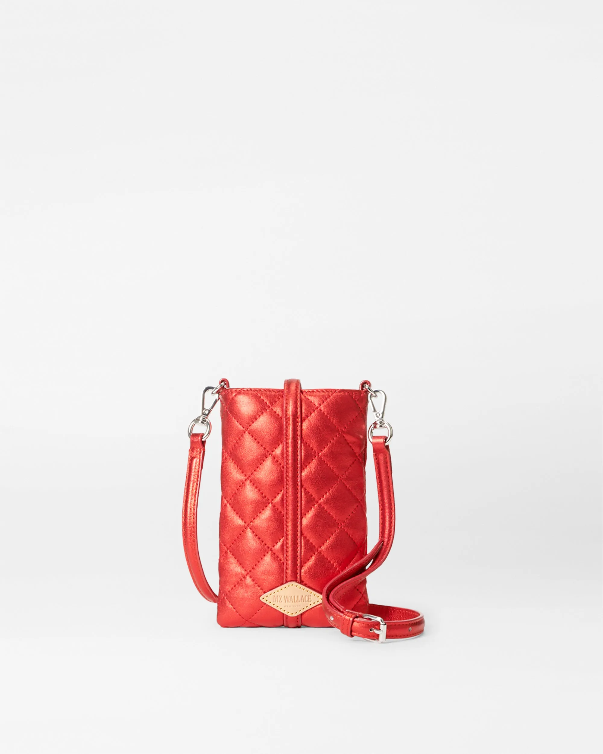 Ruby Metallic Leather Astor Phone Crossbody