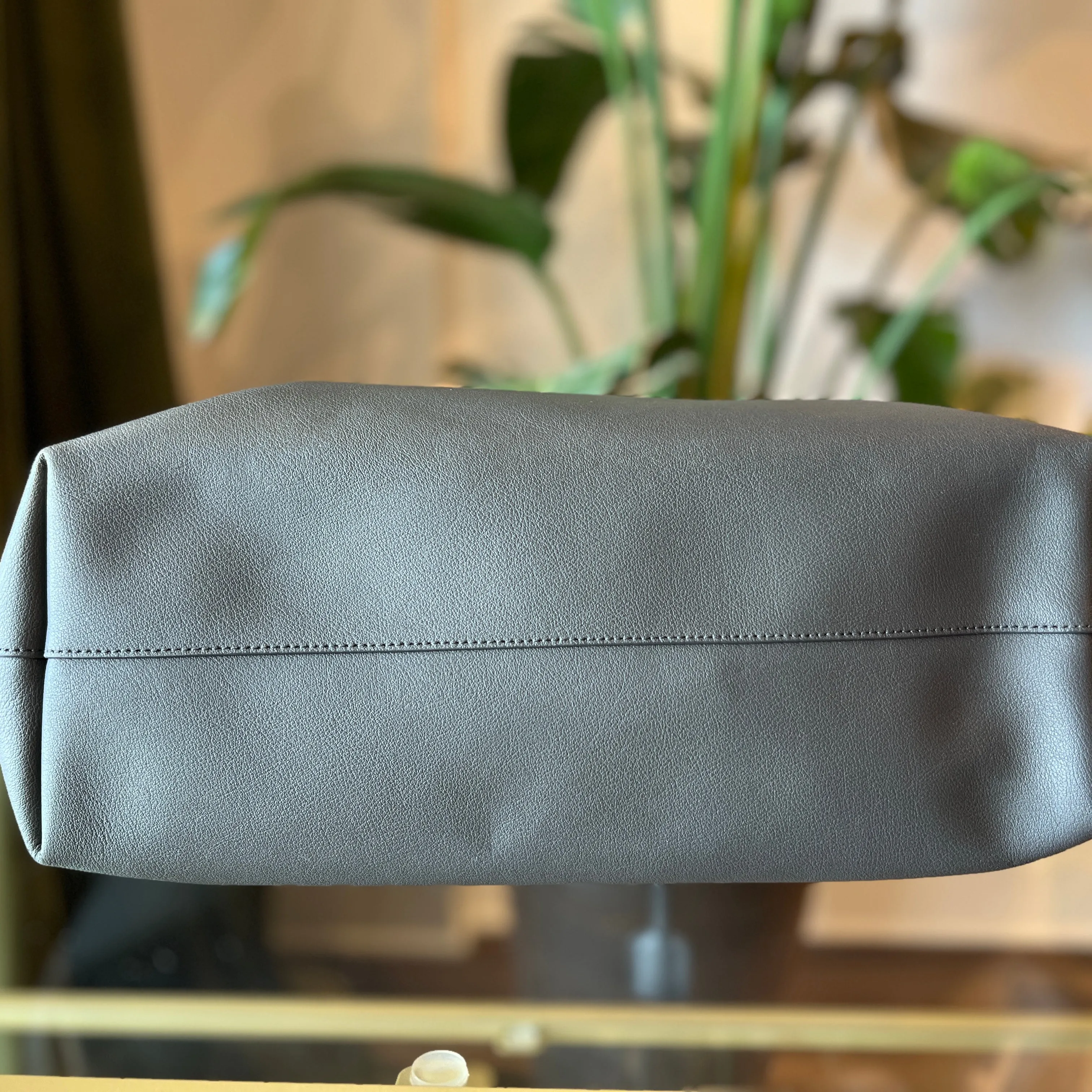 SAINT LAURENT Gray Calfskin Large Shopping Tote