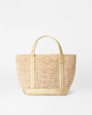 Sequin Raffia/Light Gold Pearl Metallic Small Raffia Tote