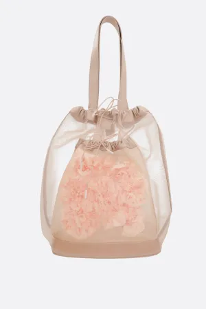 Sheer Stuffed Carnation Drawstring Pocket tote bag