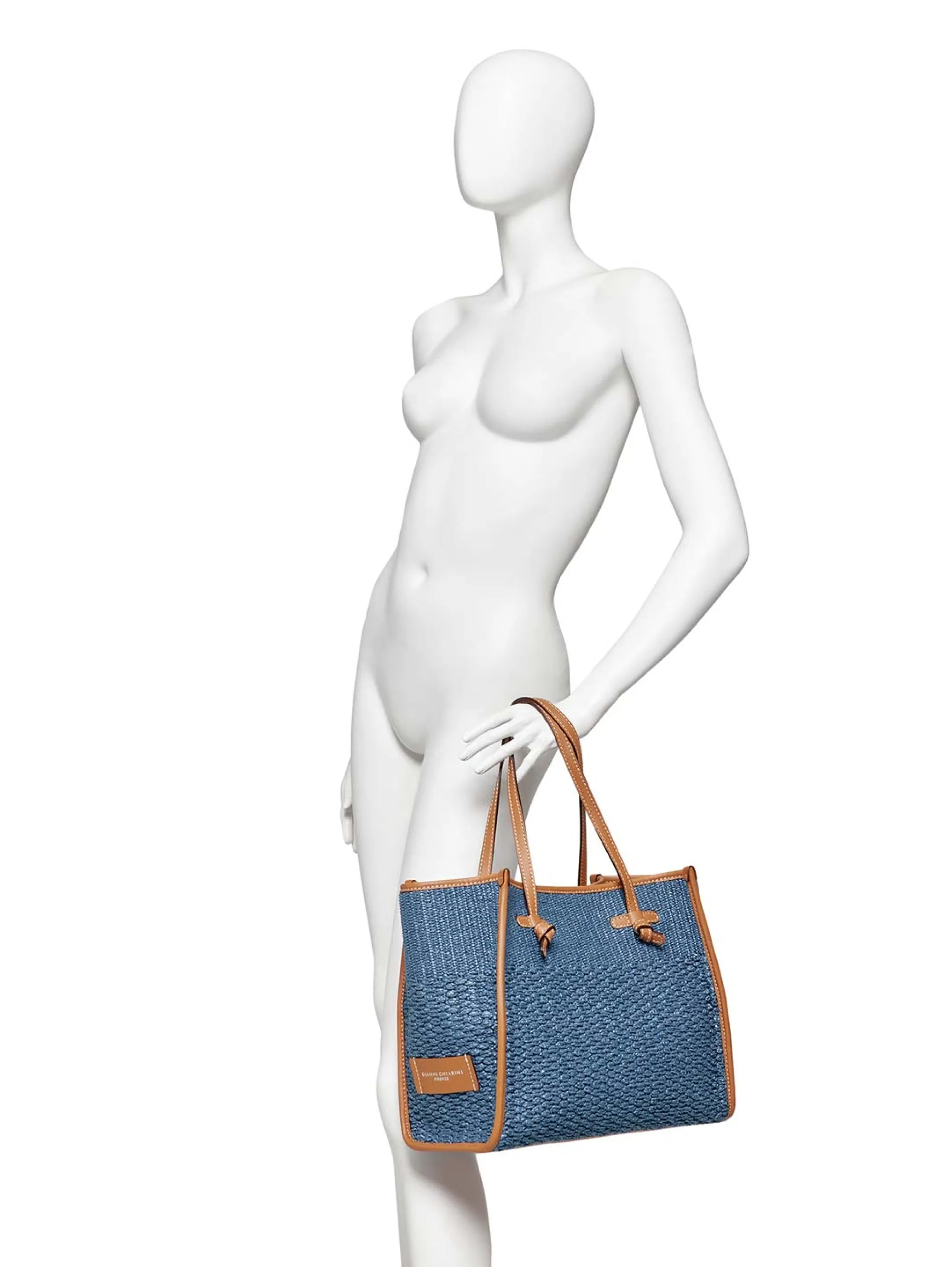 Shoulder Bag in Blue Woven Fabric