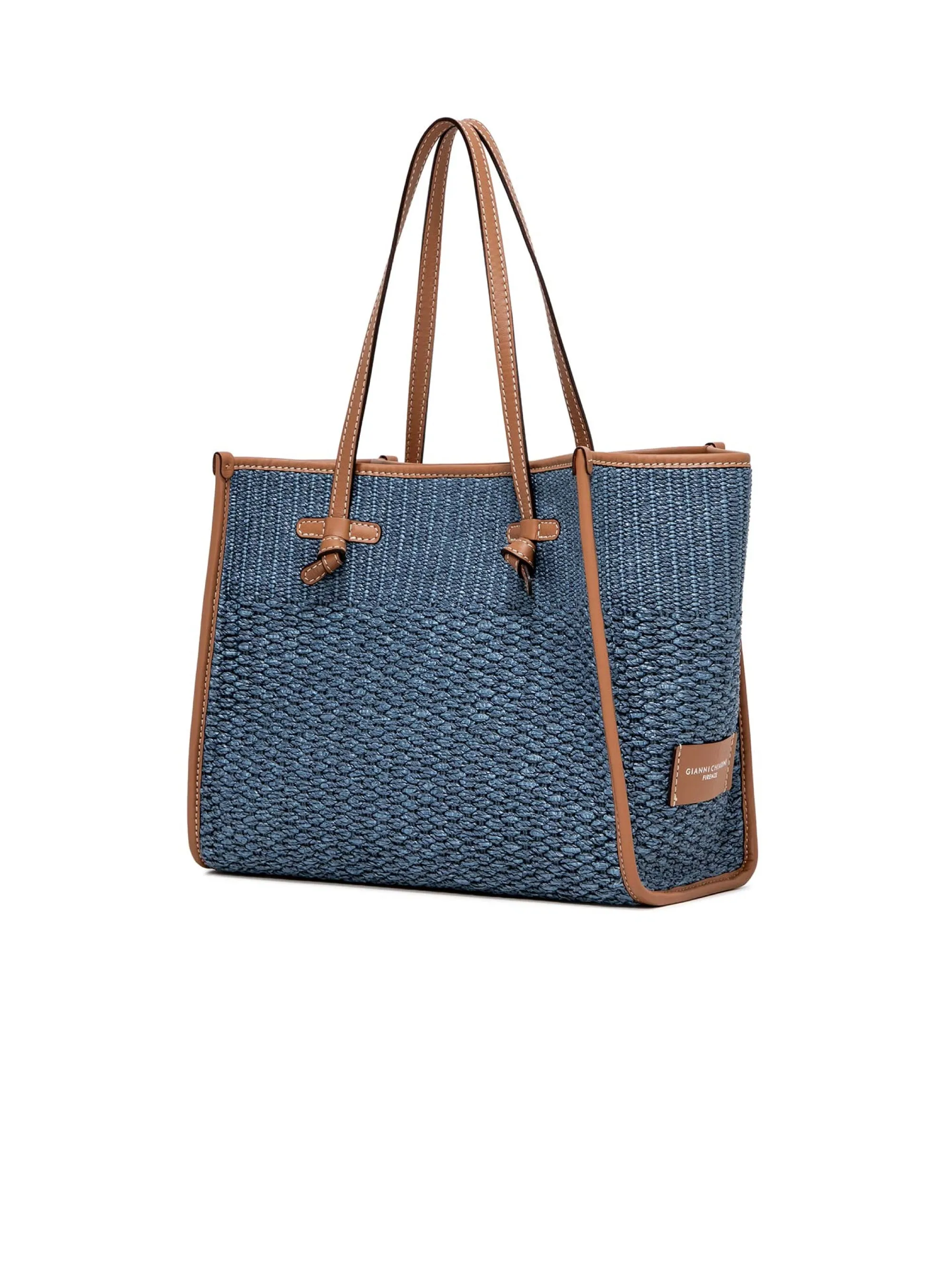 Shoulder Bag in Blue Woven Fabric