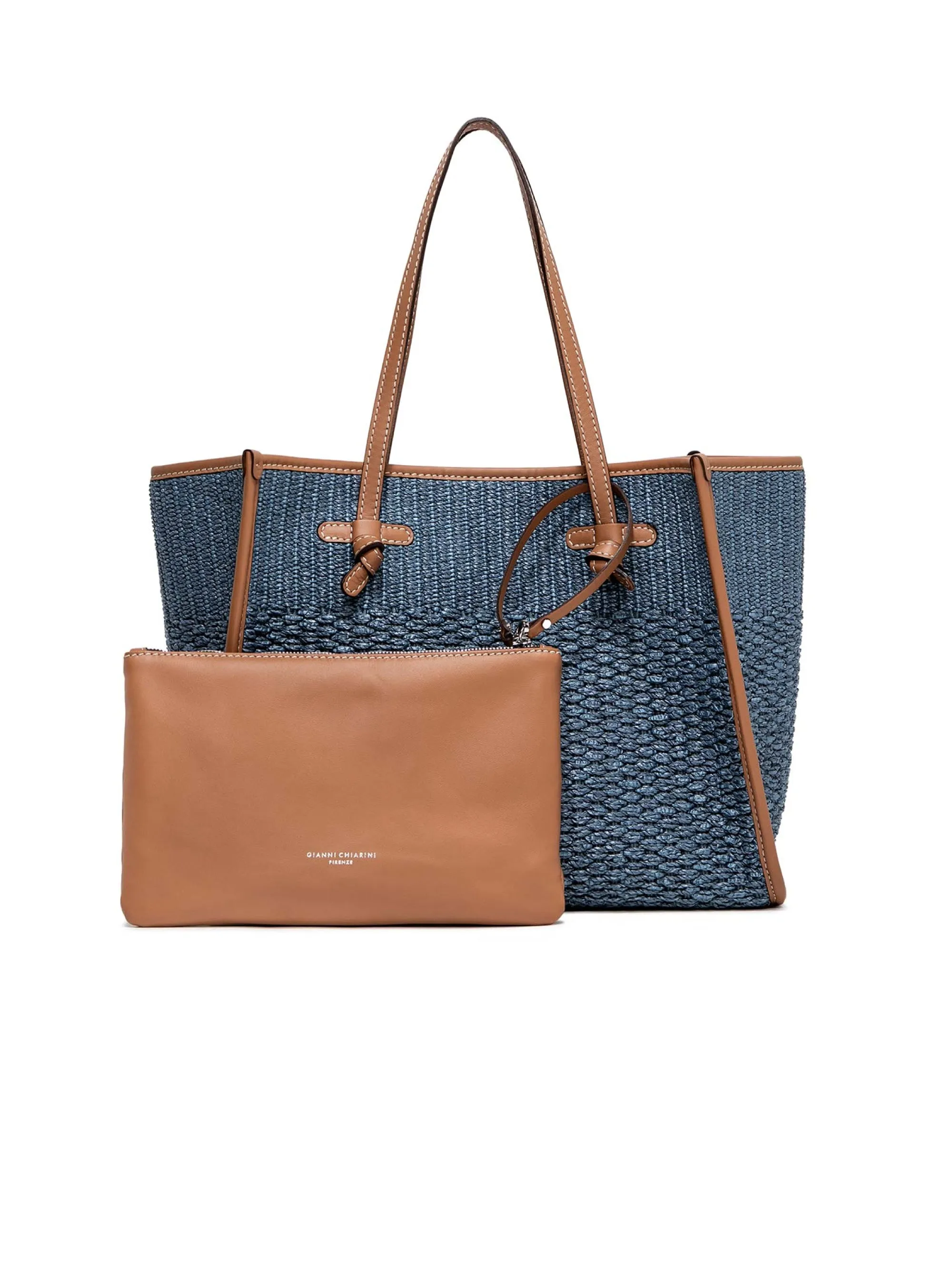 Shoulder Bag in Blue Woven Fabric