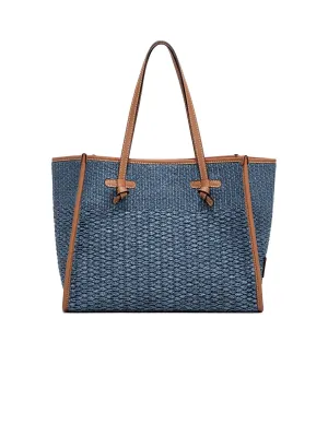 Shoulder Bag in Blue Woven Fabric