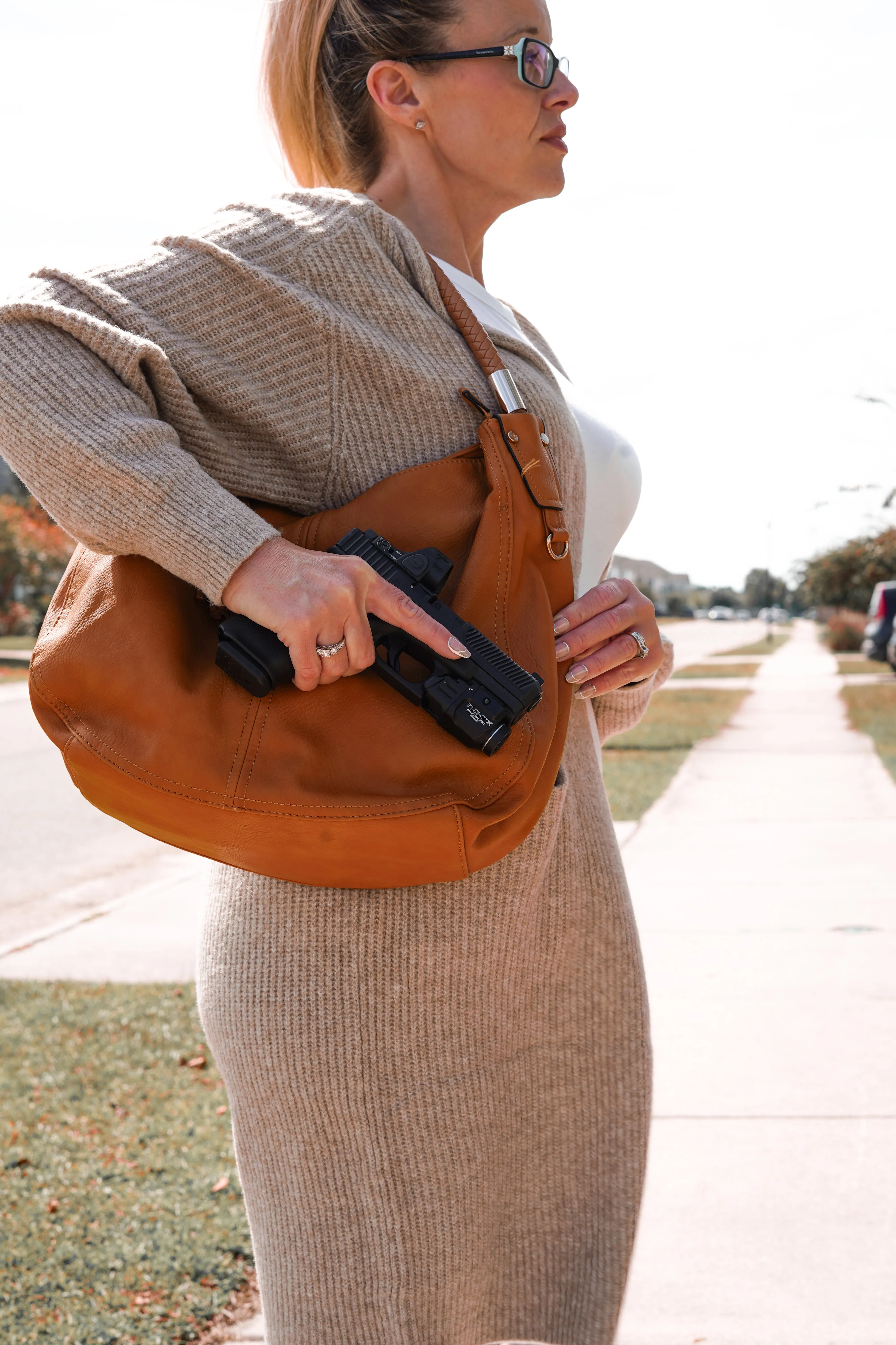 Sienna Concealed Carry Lock and Key Tassel Hobo Shoulder Bag