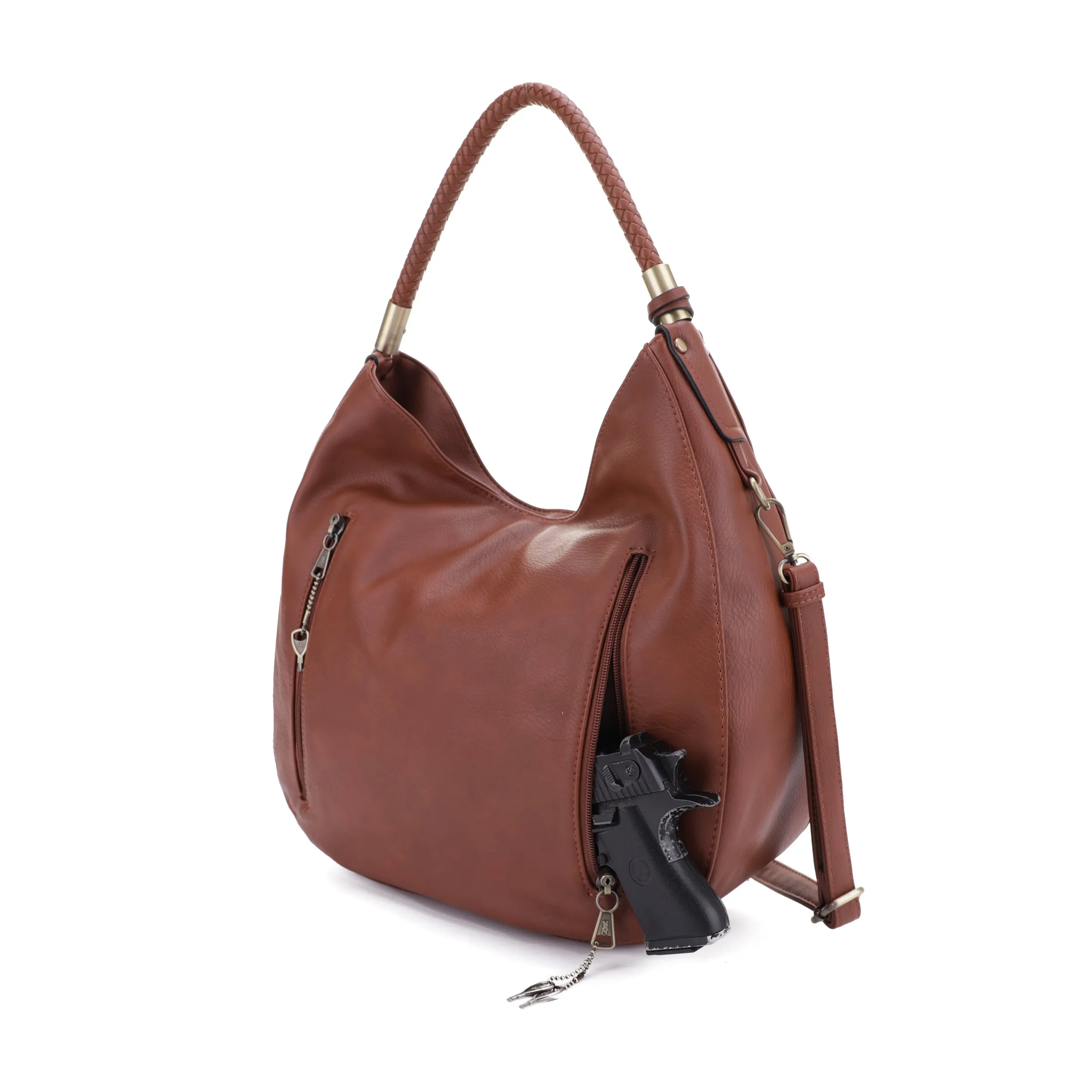 Sienna Concealed Carry Lock and Key Tassel Hobo Shoulder Bag